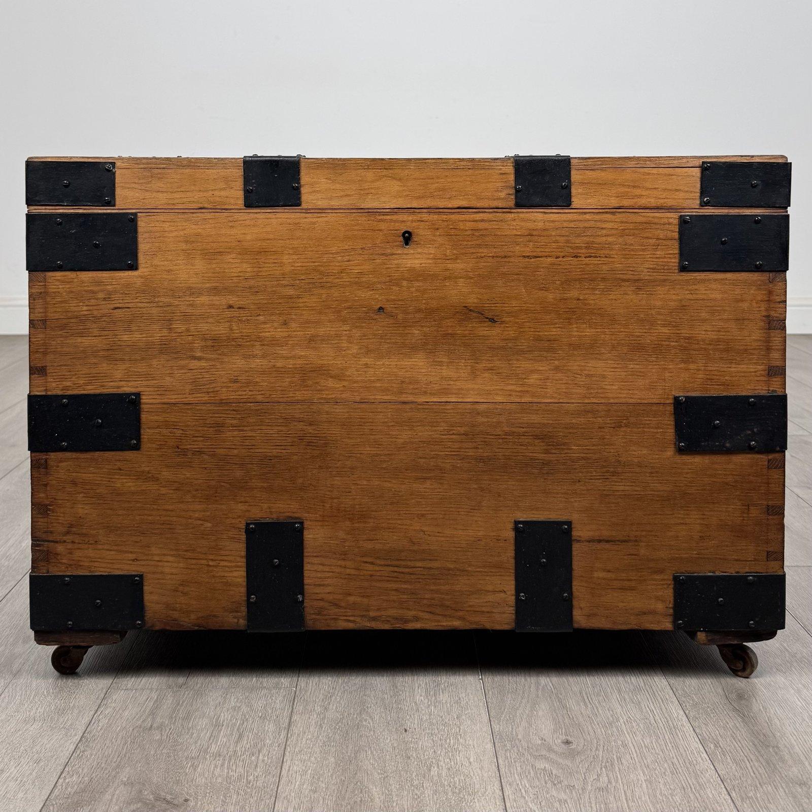 Antique Victorian Metal Bound Oak Chest on Castors | AF-6617 (1 of 10) Antique Victorian Metal Bound Oak Chest on Castors | AF-6617 (1 of 10)