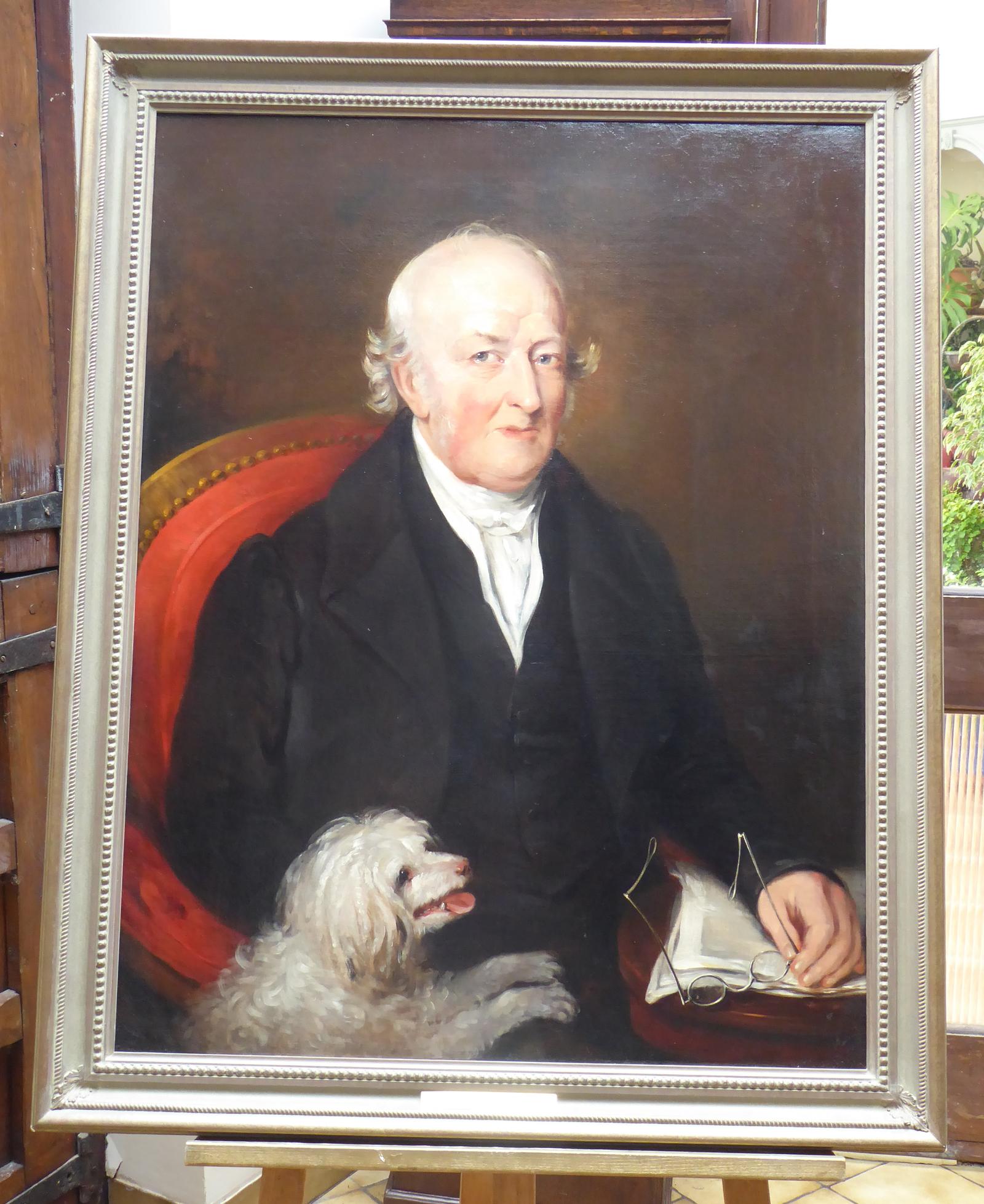 Large Oil on Canvas Gentleman with Terrier After RA David Wilkie 1830 (1 of 14)