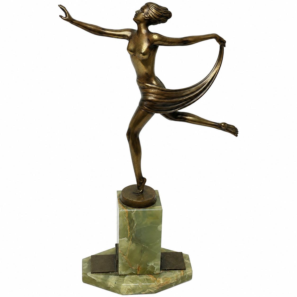 Josef Lorenzl Austrian (1892-1950) Art Deco Gilt Bronze Ballerina on Onyx c.1925 (1 of 12) Josef Lorenzl Austrian (1892-1950) Art Deco Gilt Bronze Ballerina on Onyx c.1925 (1 of 12)