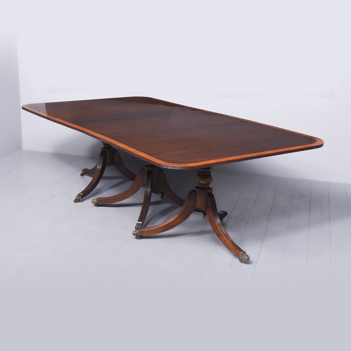 Regency Style 3 Pillar Dining Table (1 of 6)