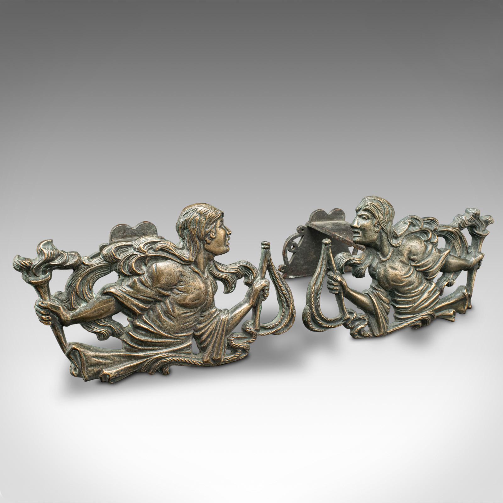 Pair Of Antique Figural Andirons, French Bronze, Fireside, Country House, C.1850 (1 of 10)