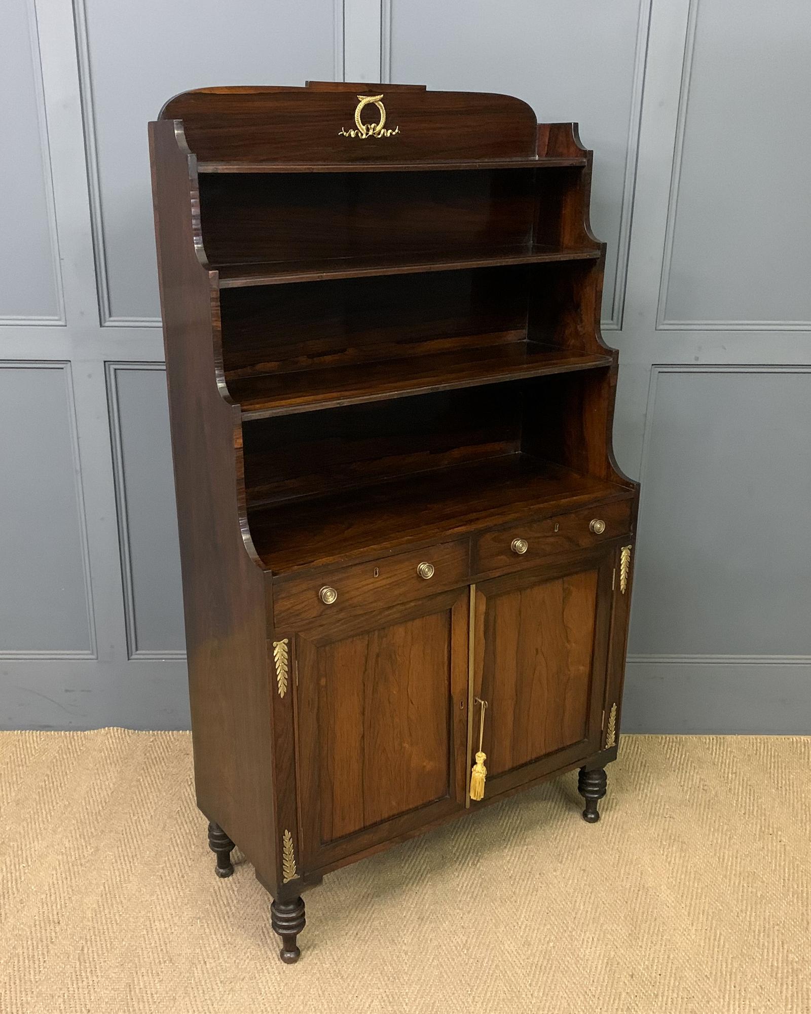 Regency Period Rosewood Waterfall Bookcase (1 of 19)