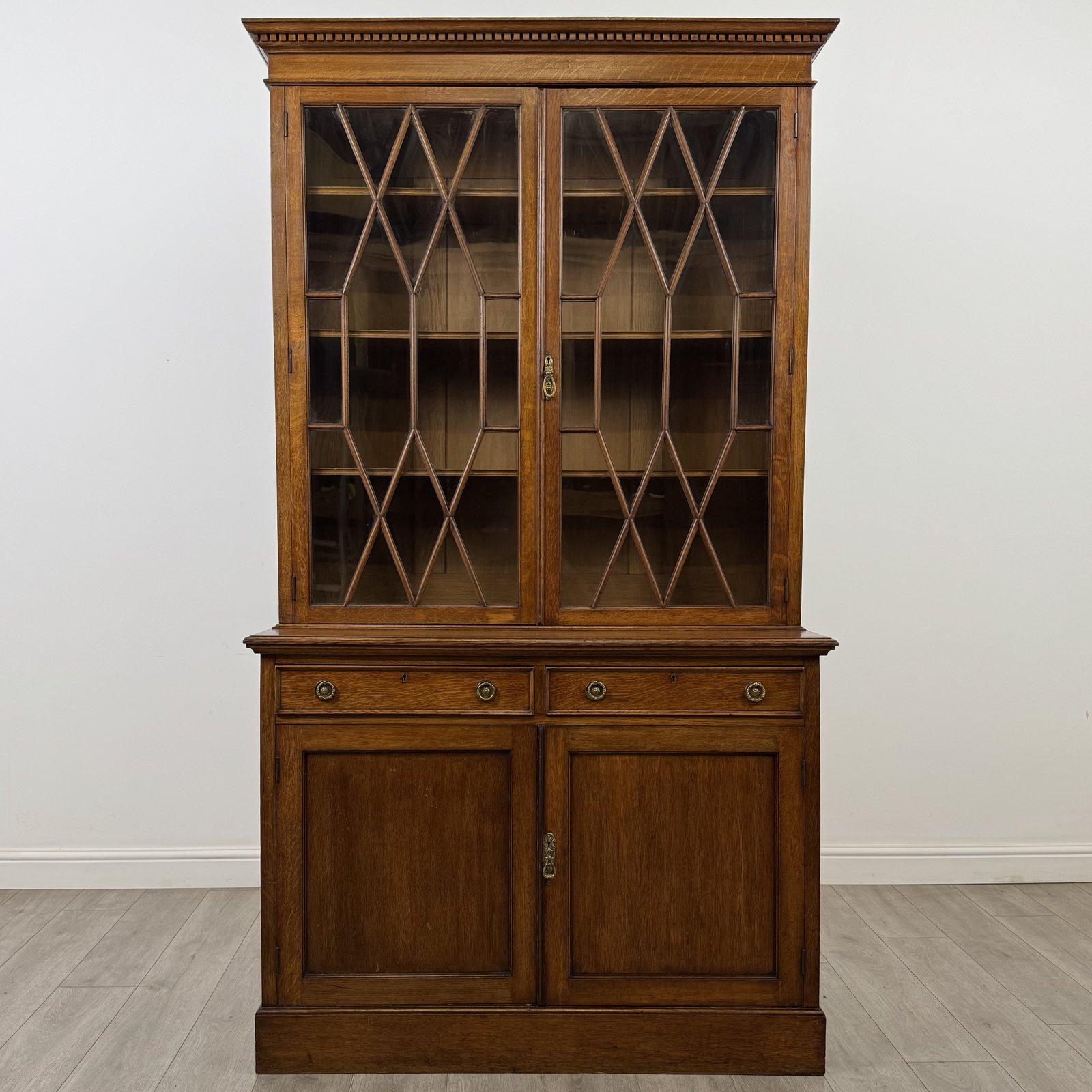 Antique Victorian Golden Oak Bookcase | Dentil Cornice | AF-6495 (1 of 13) Antique Victorian Golden Oak Bookcase | Dentil Cornice | AF-6495 (1 of 13)