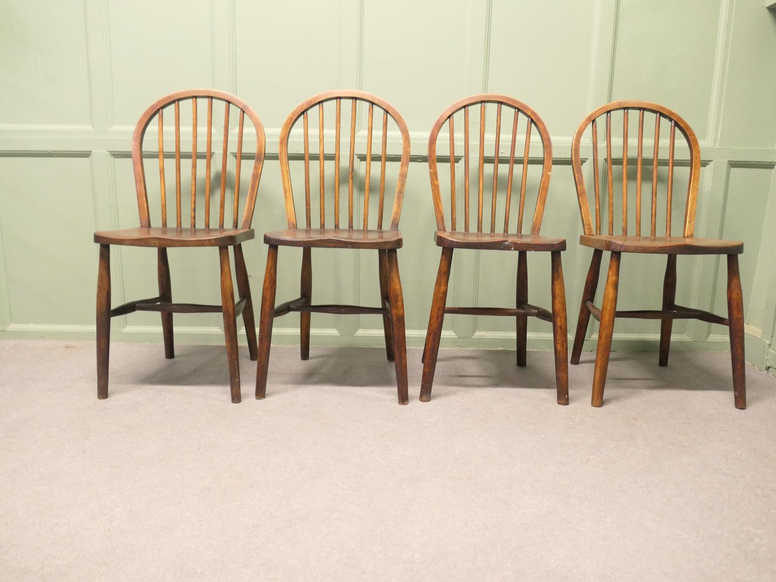 Set of 4 Beech & Elm Hoop Back Windsor Kitchen Dining Chairs (1 of 6) Set of 4 Beech & Elm Hoop Back Windsor Kitchen Dining Chairs (1 of 6)