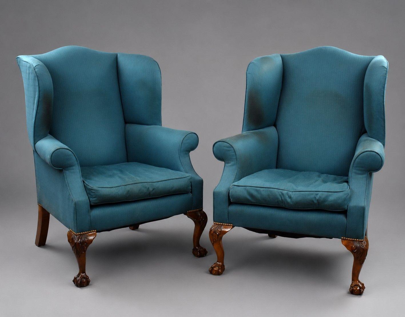 Pair of Antique Wing Back Armchairs (1 of 8) Pair of Antique Wing Back Armchairs (1 of 8)