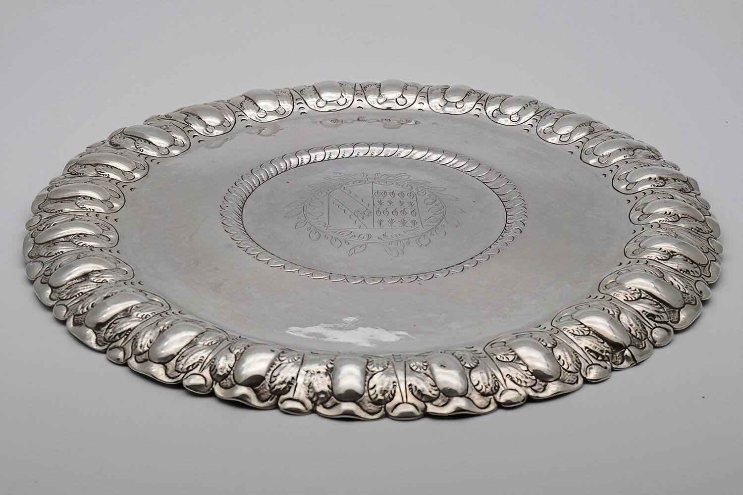 Extremely Rare Commonwealth Sterling Silver Porringer Stand or Salver, London 1656 (1 of 5)