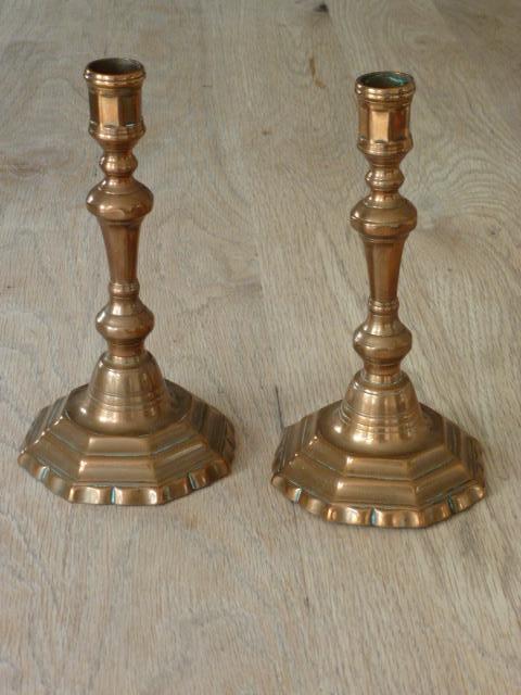 Fine Pair of 18th Century French Red Brass Candlesticks (1 of 8)