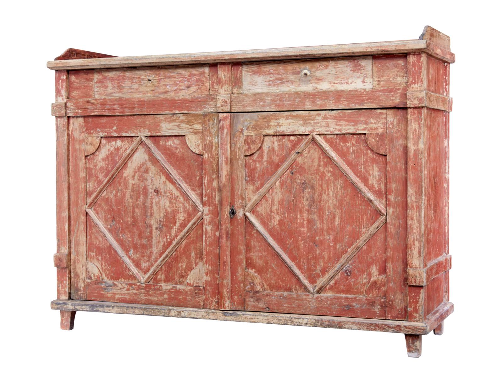 Early 19th Century Rustic Swedish Painted Sideboard (1 of 9)