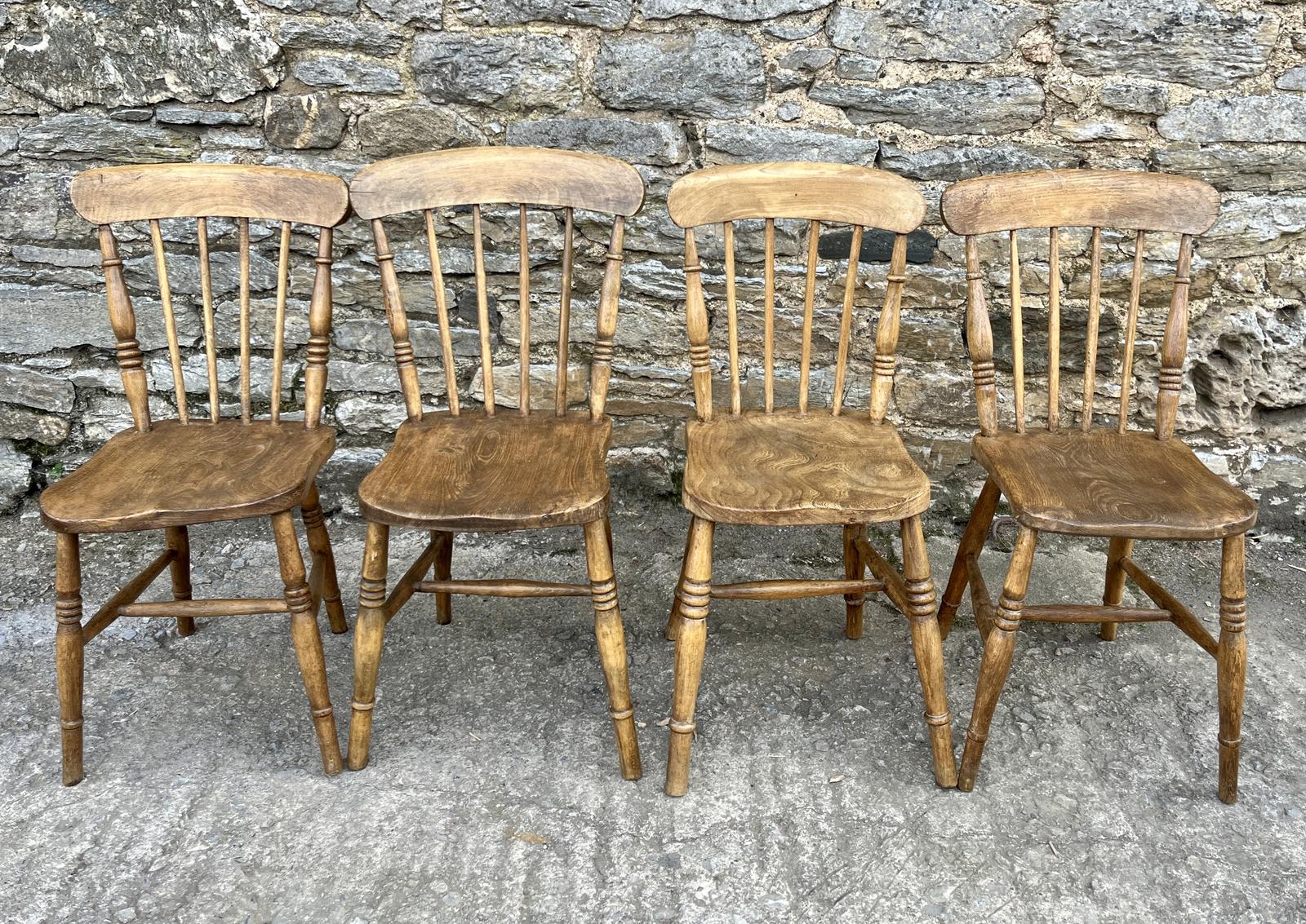 Set of 4 Antique Elm Kitchen Chairs (1 of 8) Set of 4 Antique Elm Kitchen Chairs (1 of 8)
