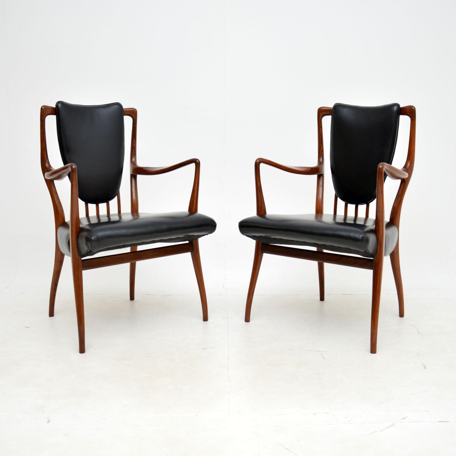 1950's Pair of Rosewood & Leather Armchairs by Andrew Milne (1 of 12) 1950's Pair of Rosewood & Leather Armchairs by Andrew Milne (1 of 12)