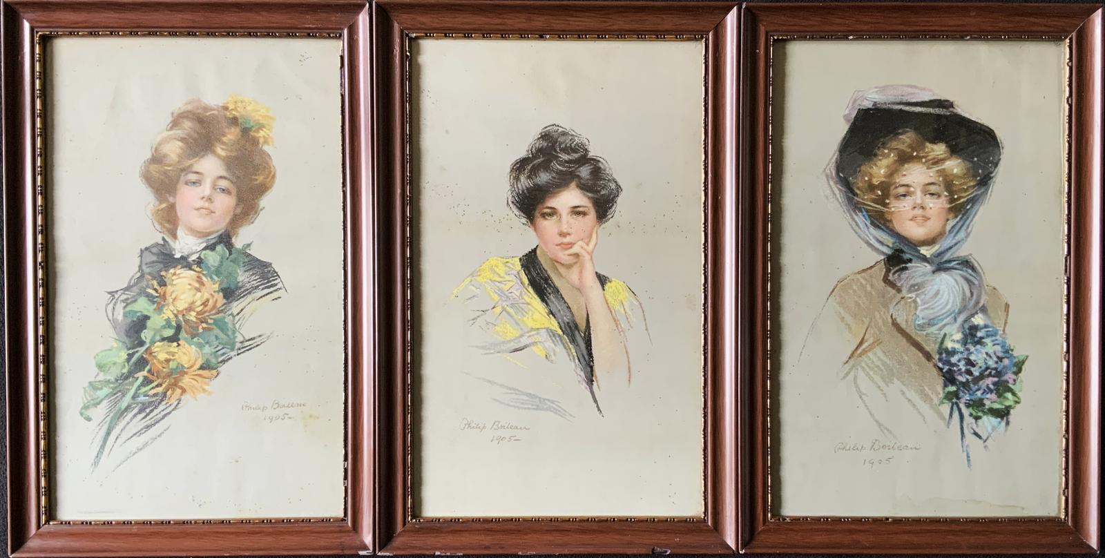 Set of 3 Antique Philip Boileau Edwardian Lady Portrait Prints, Dated 1905 (1 of 9) Set of 3 Antique Philip Boileau Edwardian Lady Portrait Prints, Dated 1905 (1 of 9)