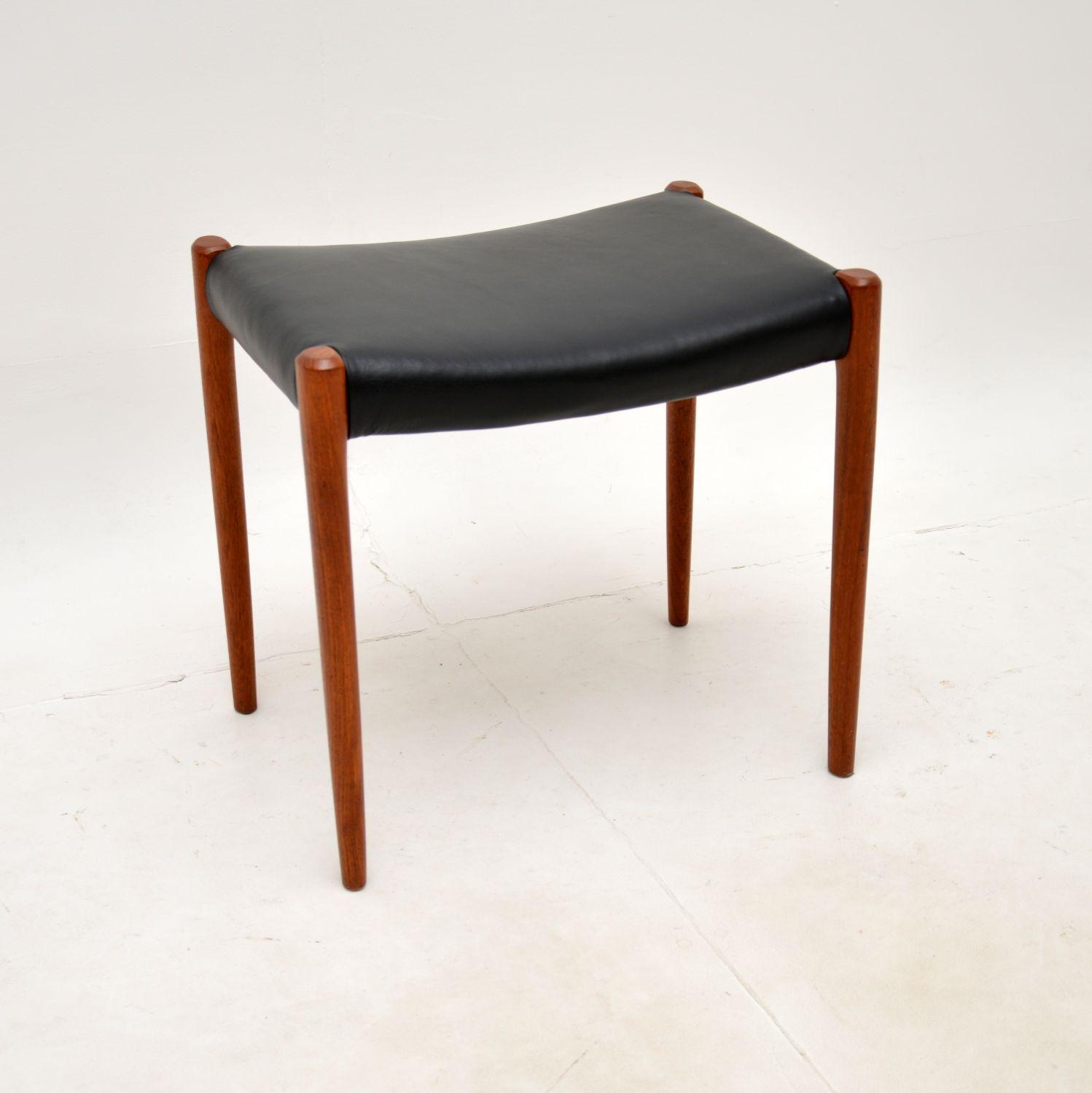 Danish Vintage Teak & Leather Stool by Niels Moller (1 of 7)