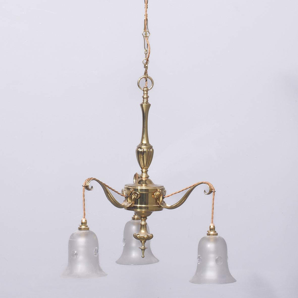 Edwardian Brass Rise & Fall Light Fitting (1 of 6)