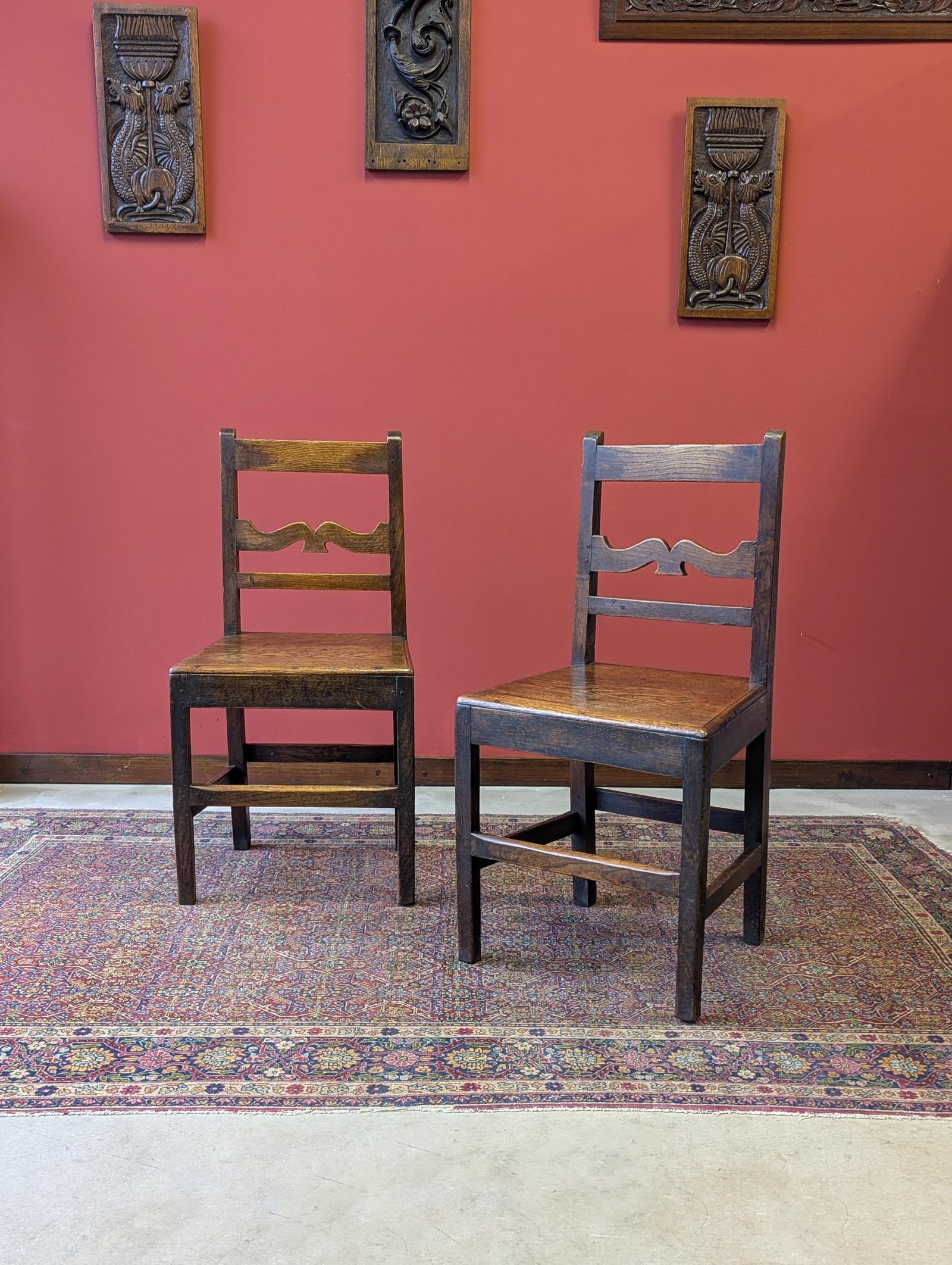 Pair of Antique Georgian Oak Side Chairs c.1780 (1 of 10)