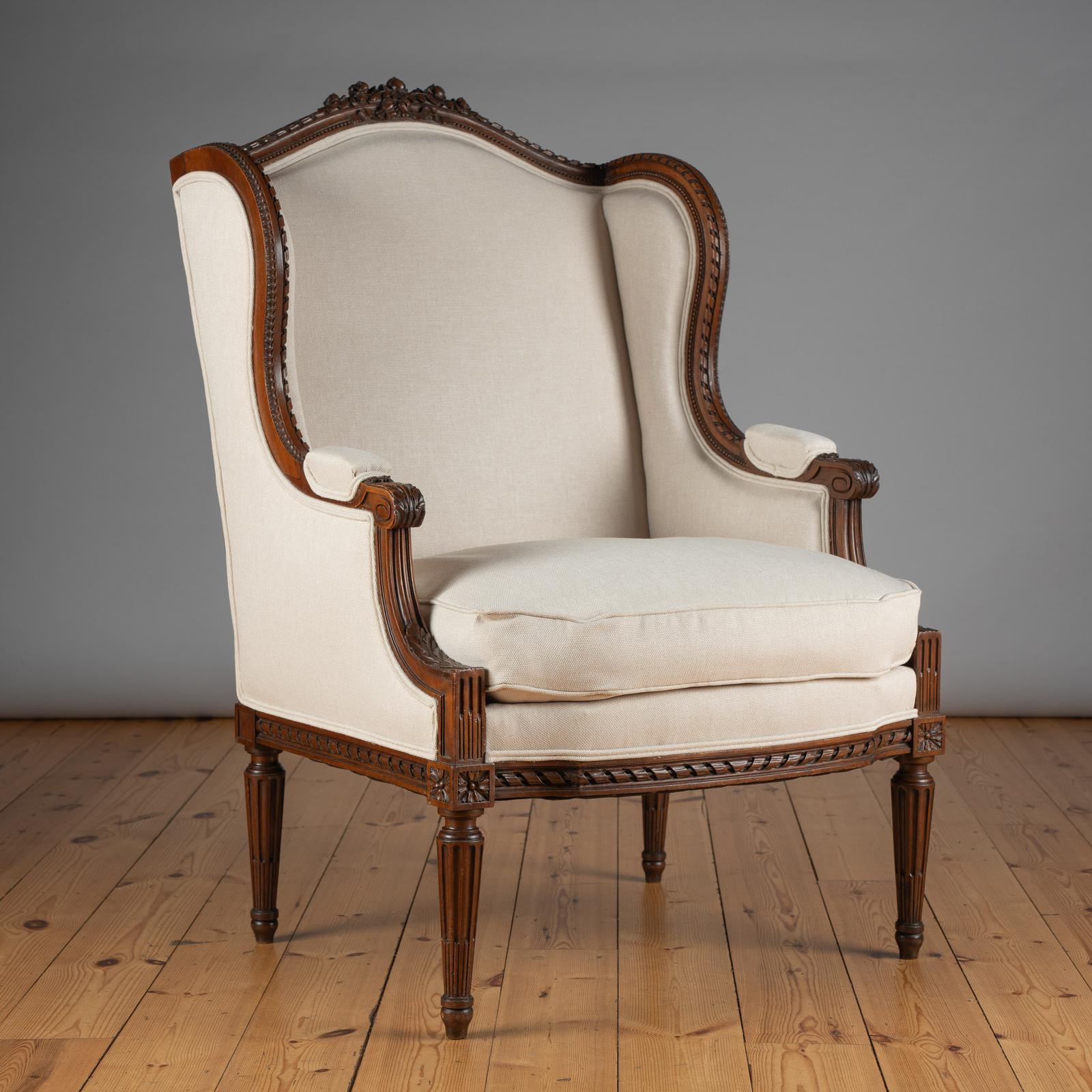 Large 19th Century French Carved Walnut Bergere Armchair (1 of 14)