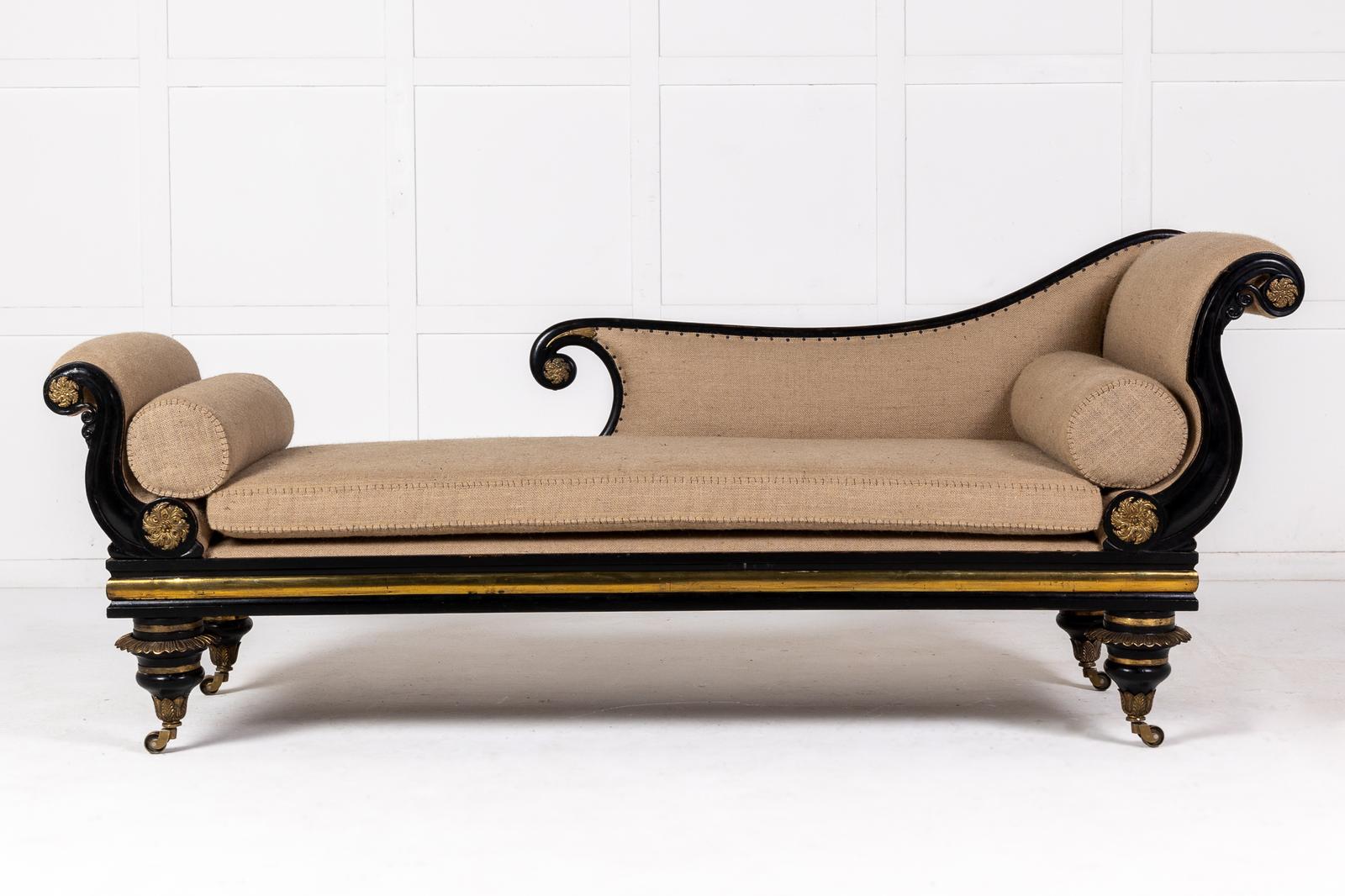19th Century Regency Ebonised Chaise Longue (1 of 6)