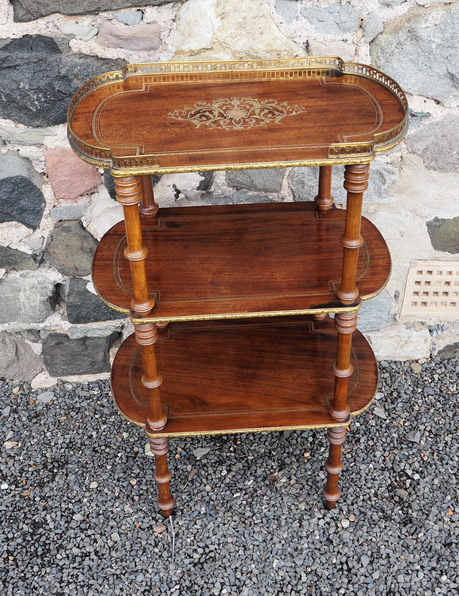 Victorian Brass Inlaid Walnut Etagere (1 of 7)