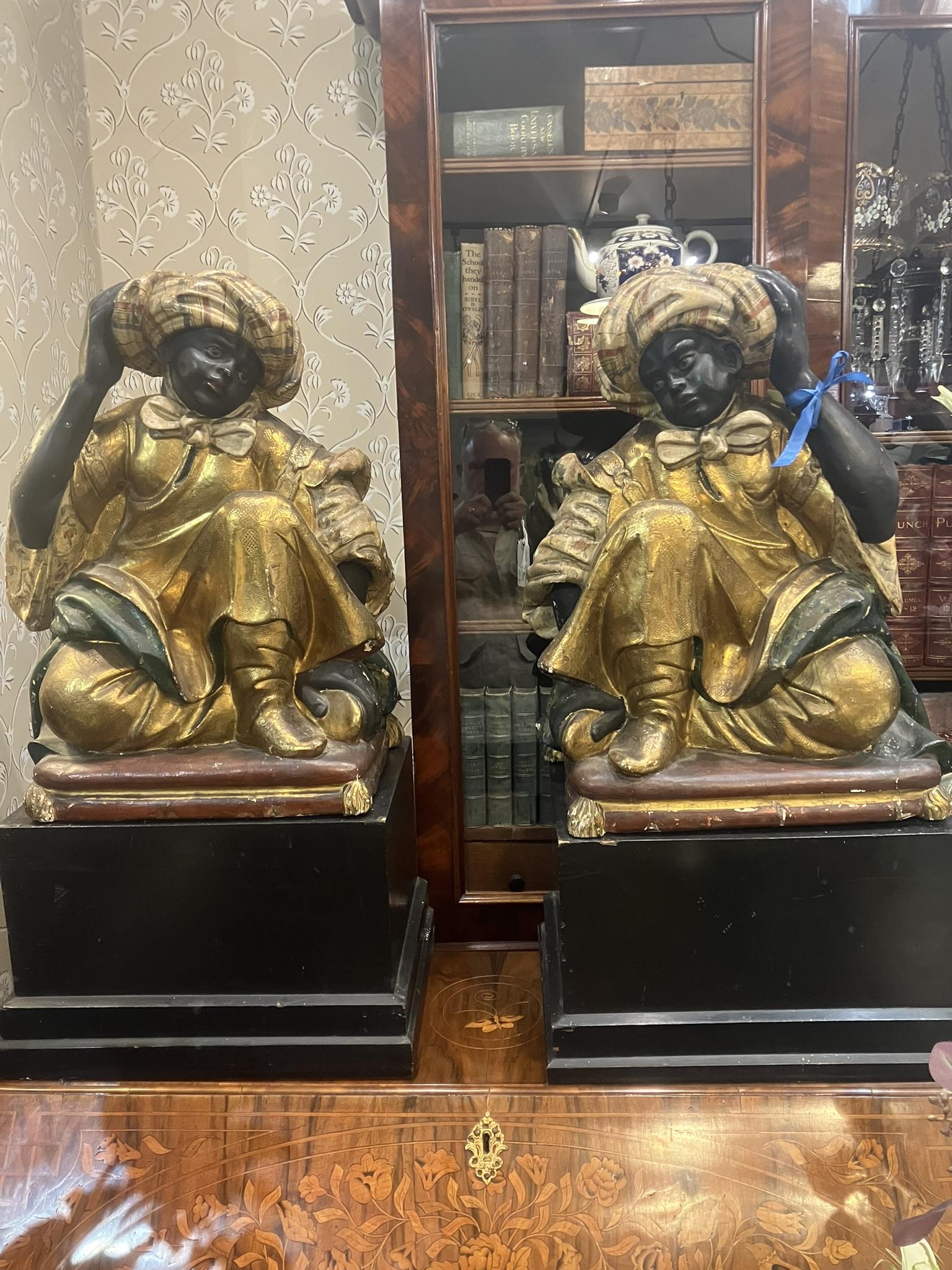 Pair of Painted & Gilded Blackamoor Figures (1 of 1)