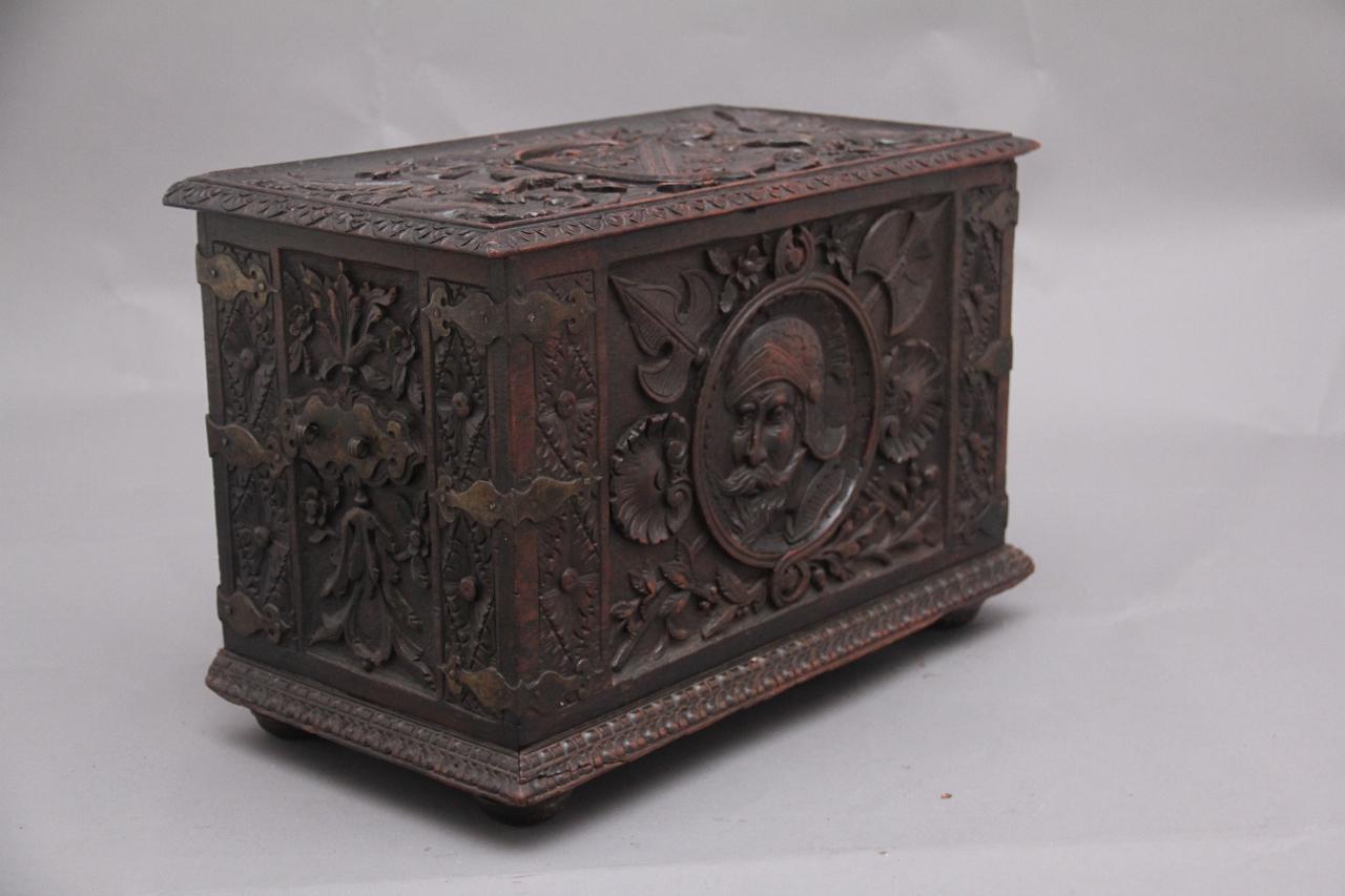 19th Century Carved Oak Log Box (1 of 11)