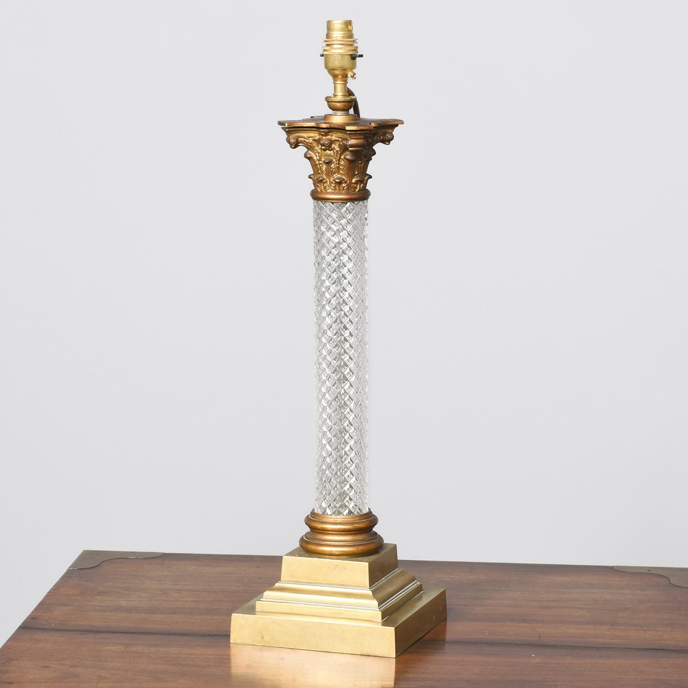 Cast Brass & Glass Corinthian Lamp (1 of 6)