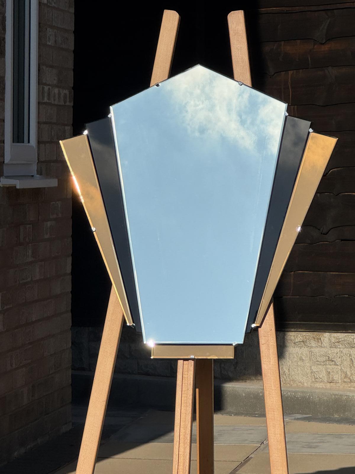 Peach & Black Art Deco Fan Mirror (1 of 6)