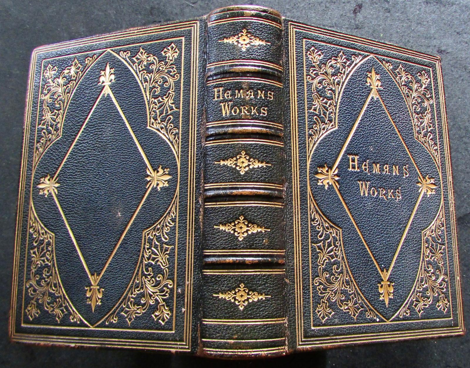 1880 Poetical Works of Mrs Hemans Fine Full Leather & Gilt Binding Illustrated (1 of 3)