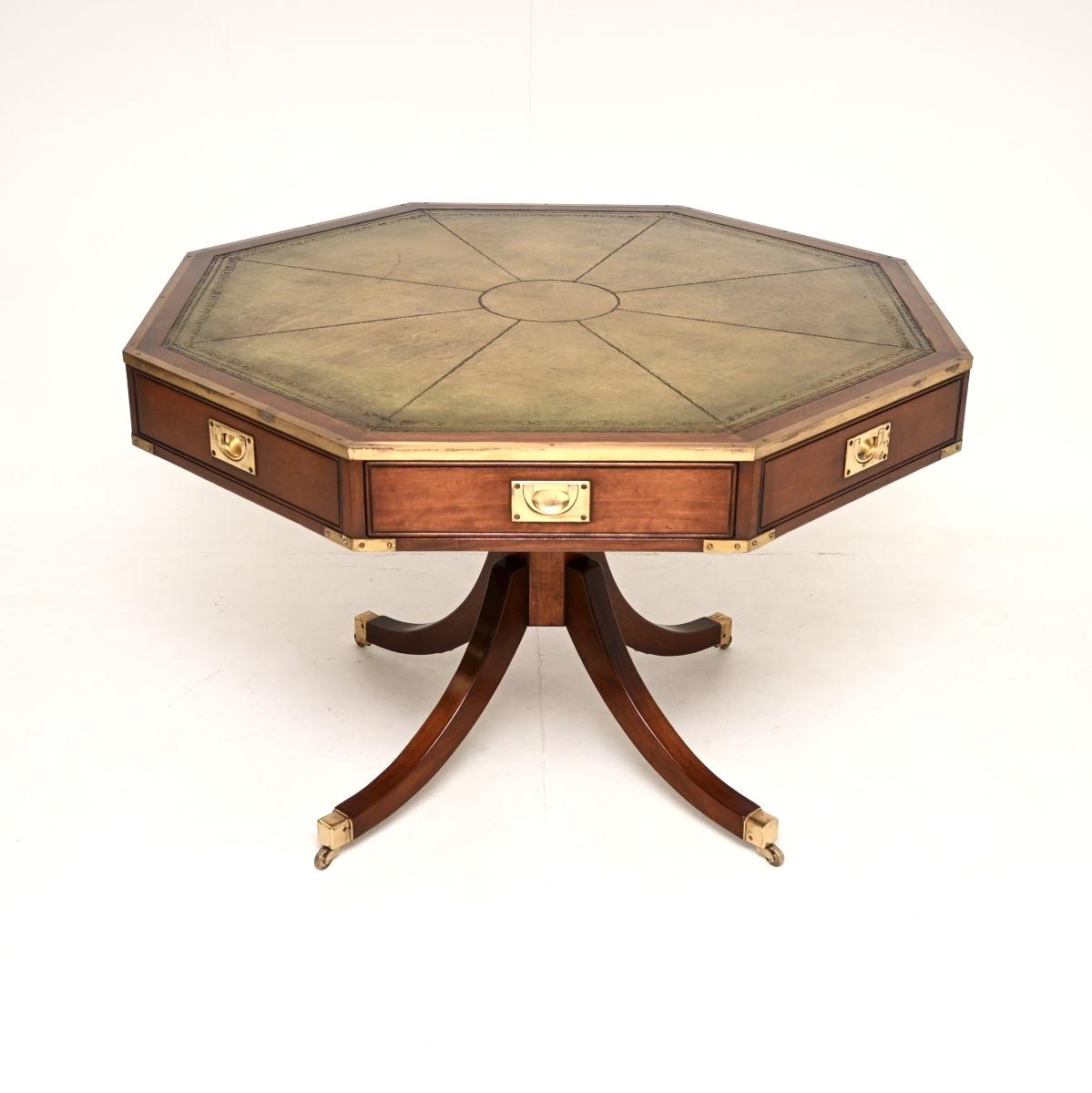 Large Mahogany Military Campaign Leather Top Drum Table (1 of 10) Large Mahogany Military Campaign Leather Top Drum Table (1 of 10)