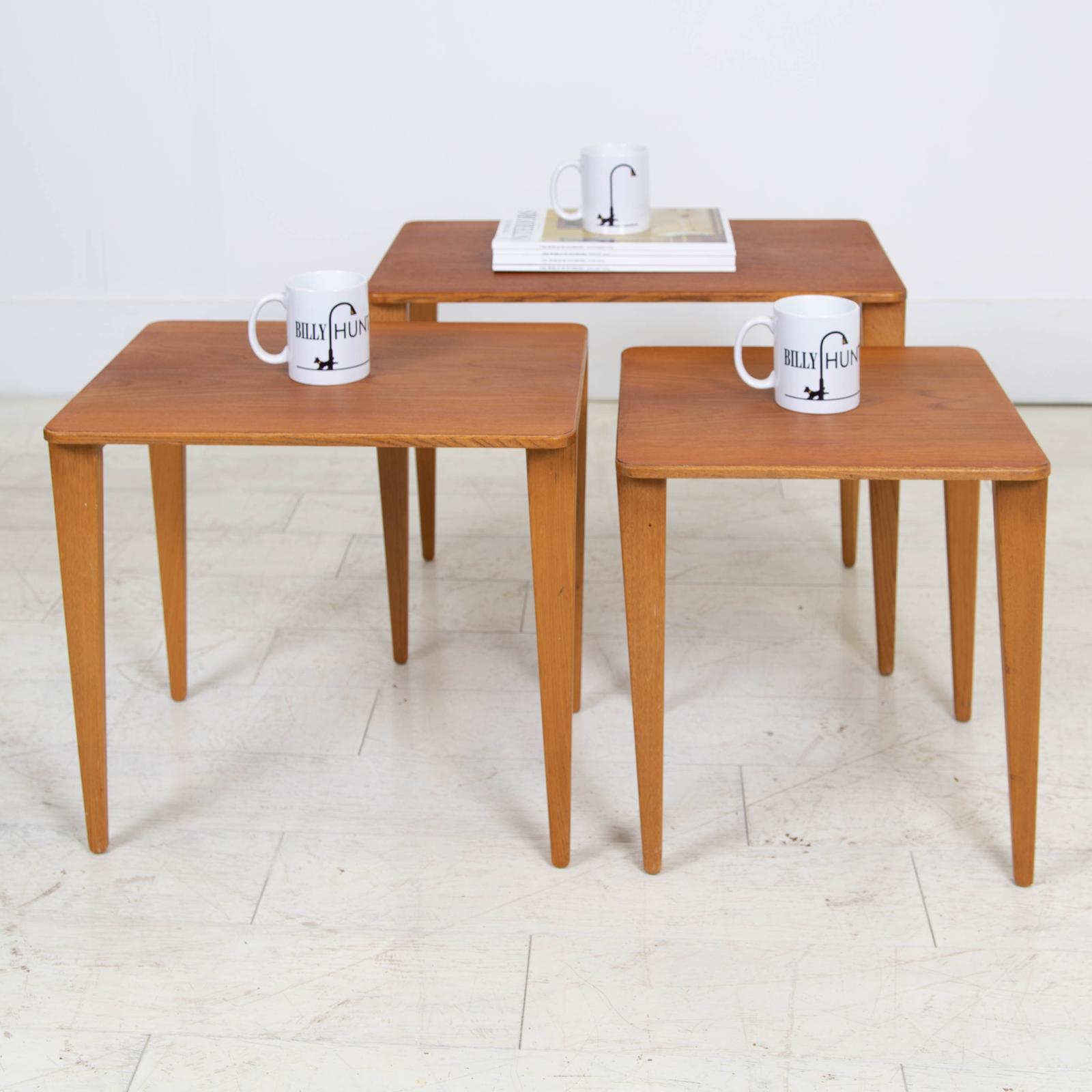Mid Century Nest of Teak & Oak Gordon Russell Side Tables (1 of 9)