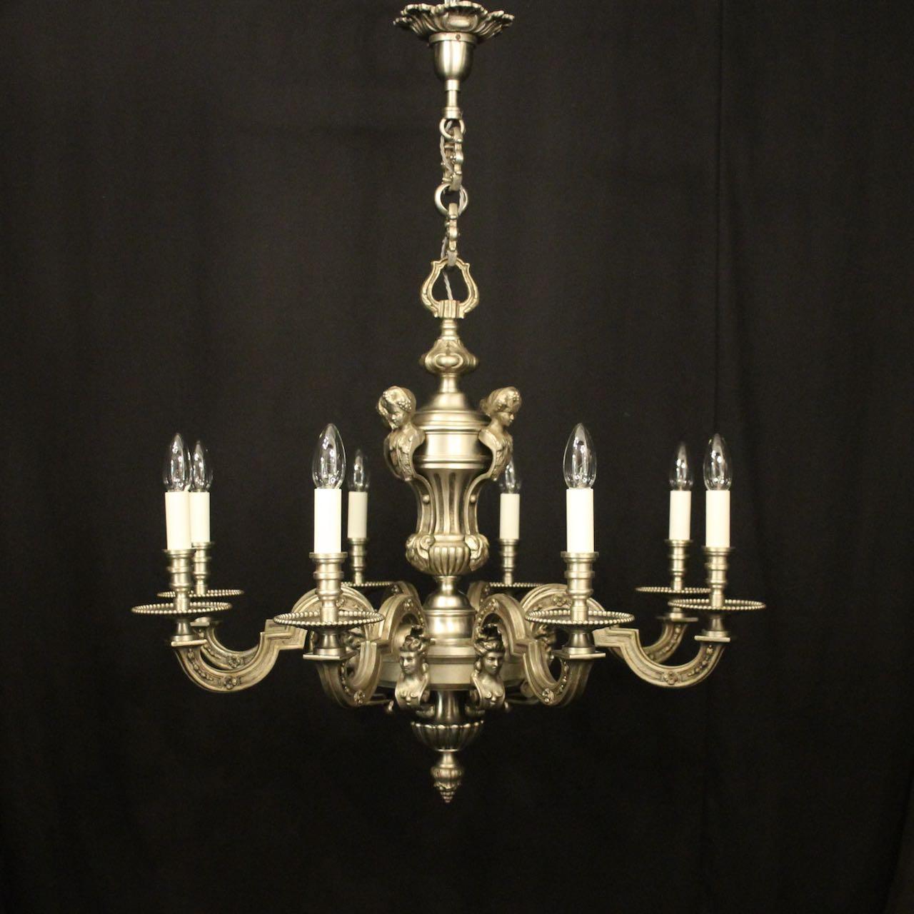 French Silver Bronze 8 Light Antique Chandelier (1 of 10)