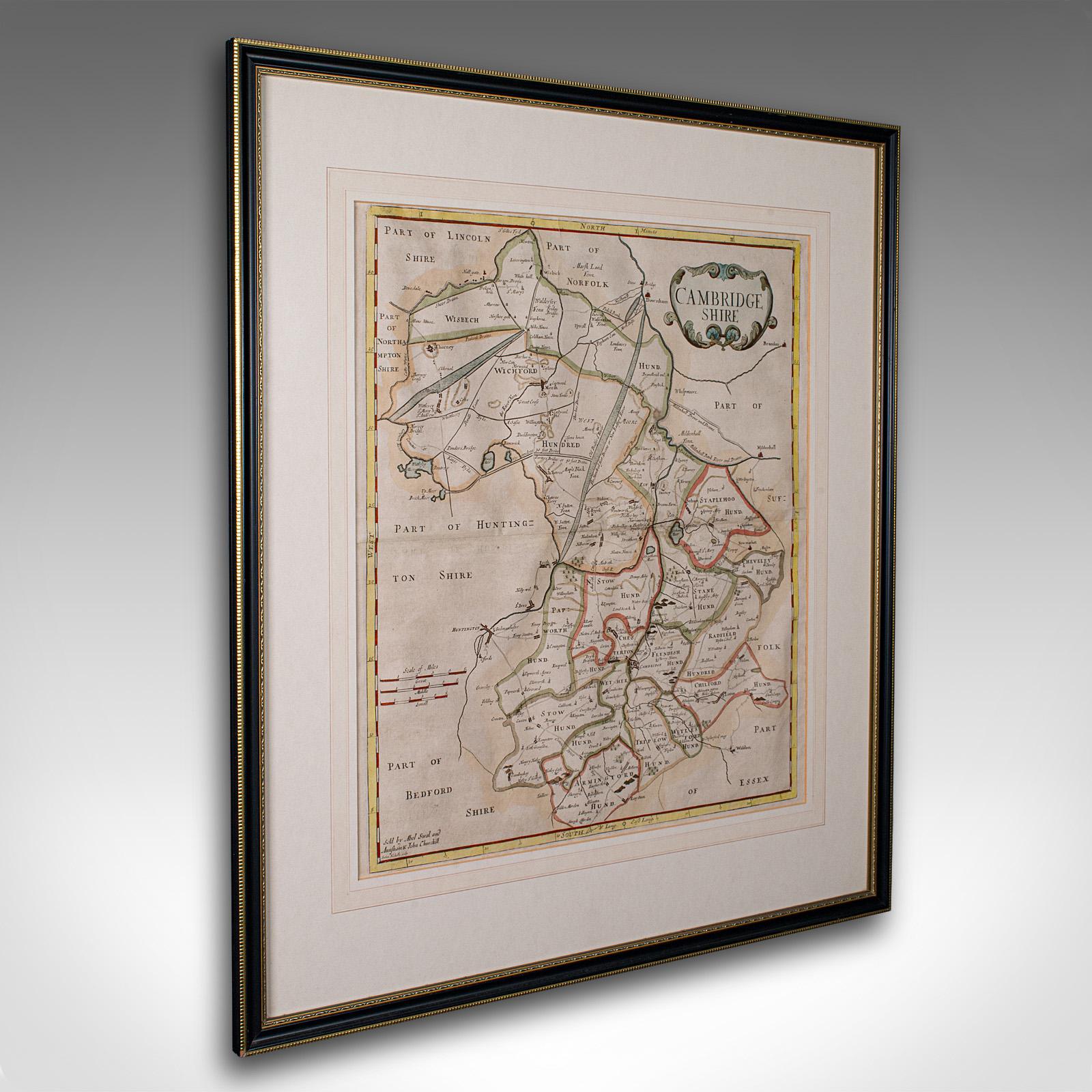 Antique County Map, Cambridgeshire, English, Framed Cartography, Robert Morden (1 of 12)