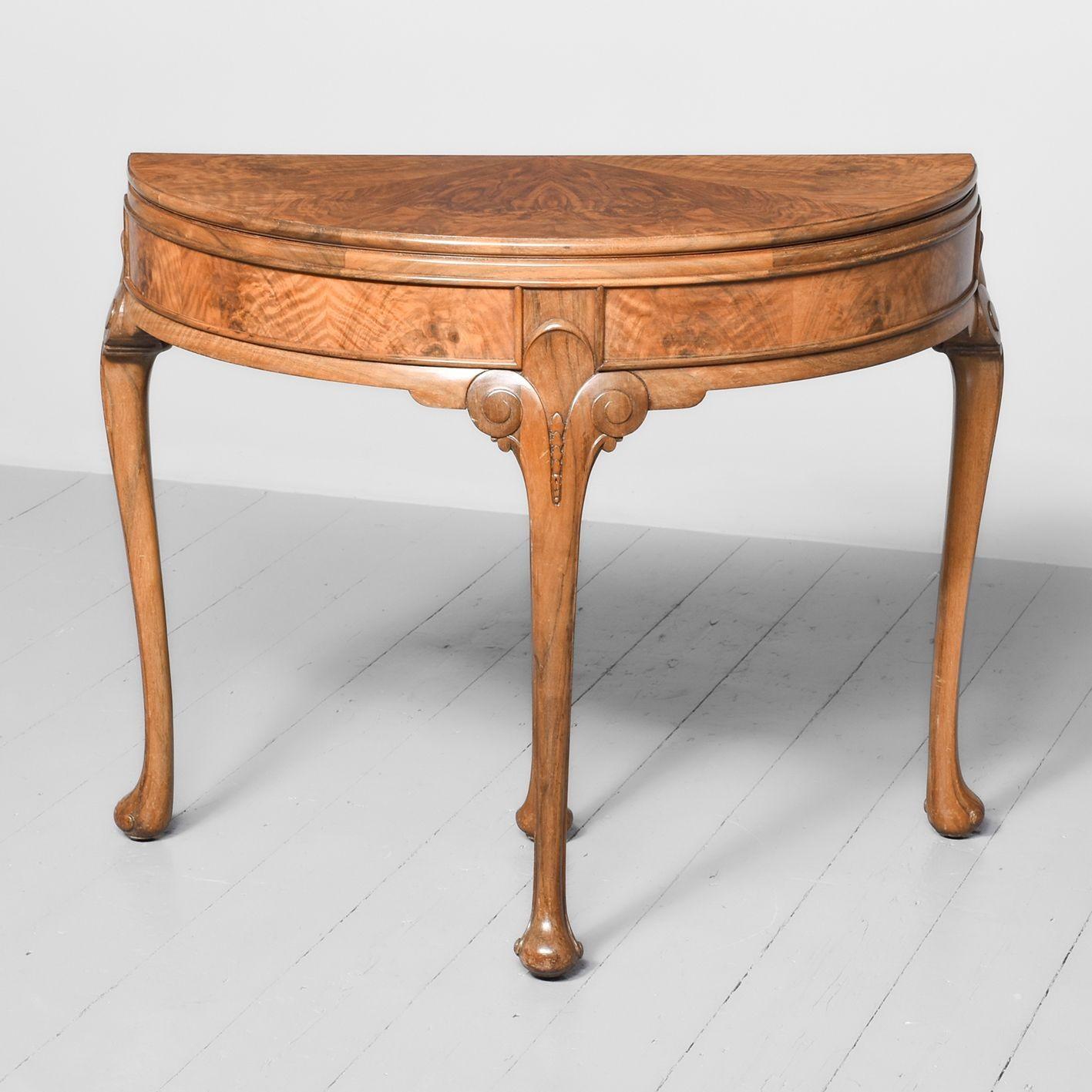 George II Style Figured Walnut Fold Over Table (1 of 9)
