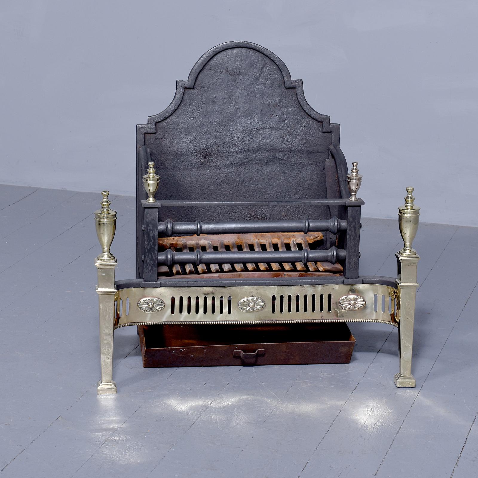 Outstanding Brass & Steel Adam-style Neoclassical Fire Basket (1 of 7)