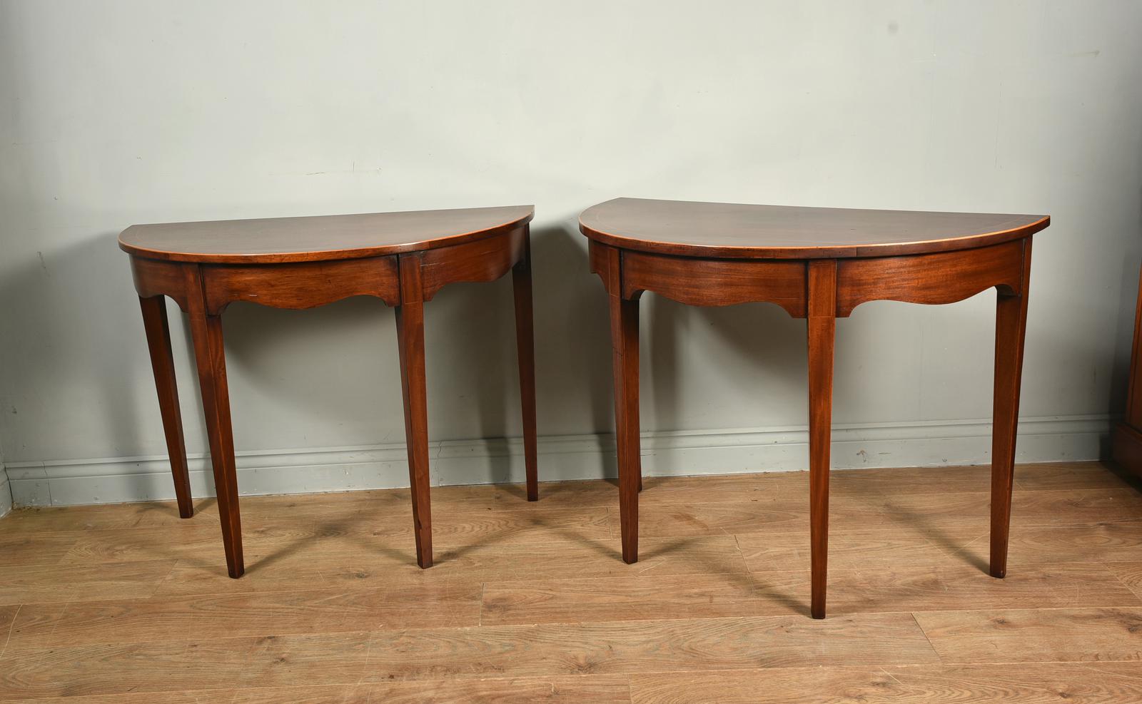 Antique Pair of Early Georgian Demi Lune Console Tables (1 of 1)