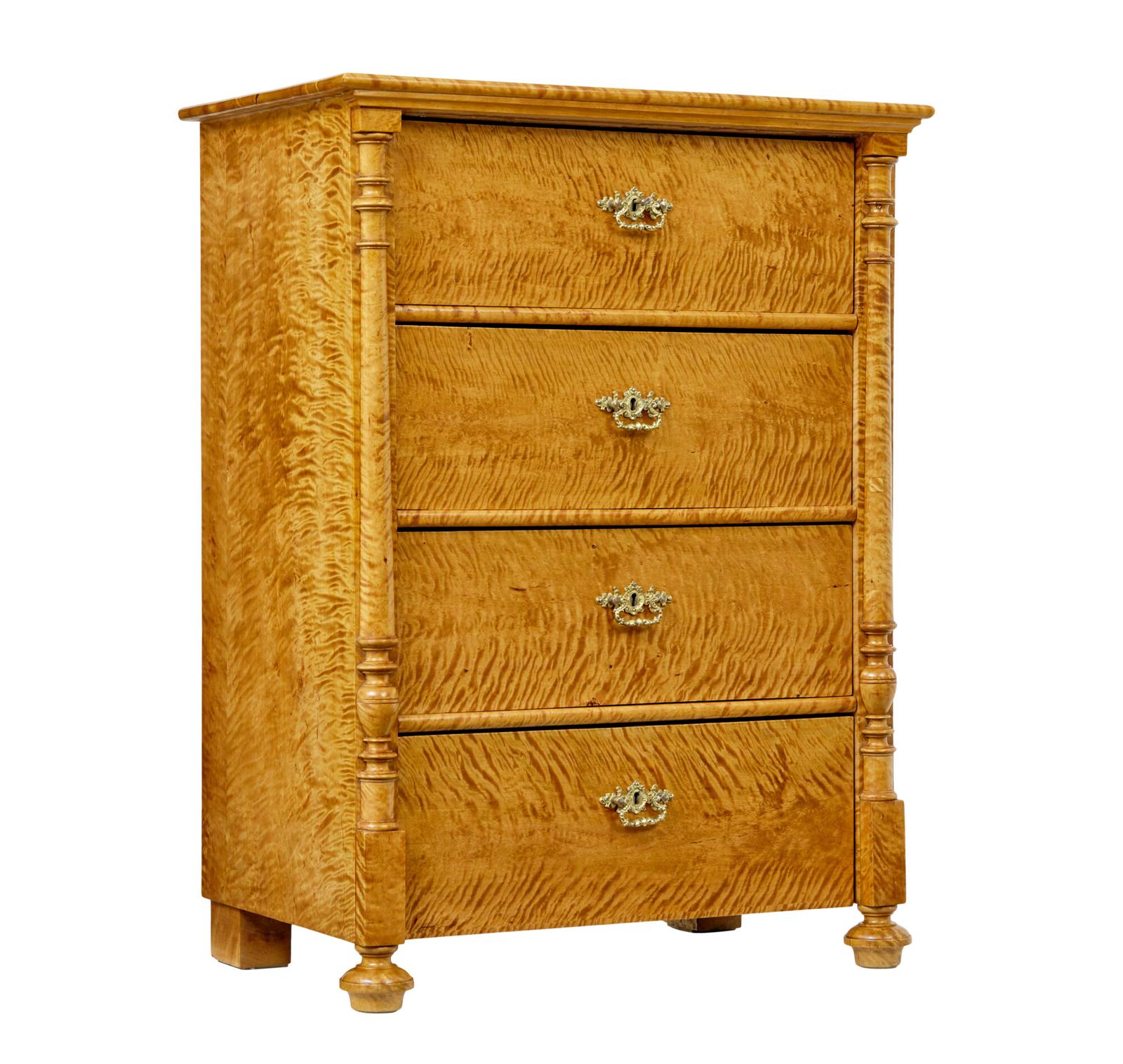 Swedish 19th Century Tiger Birch Chest of Drawers (1 of 11)