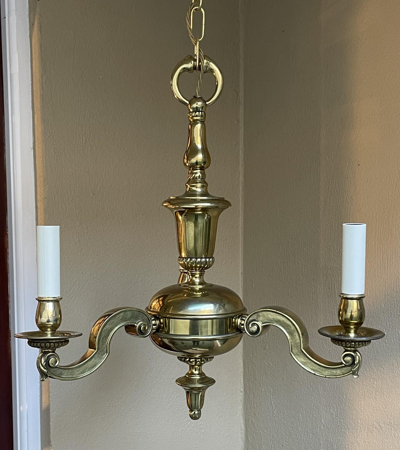 Early 20th Century Cast Brass Three Branch Chandelier (1 of 10) Early 20th Century Cast Brass Three Branch Chandelier (1 of 10)
