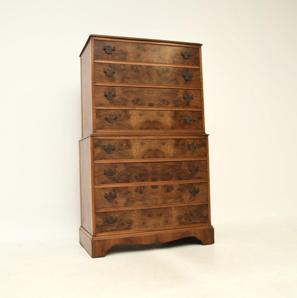 Burr Walnut Chest on Chest of Drawers (1 of 11)