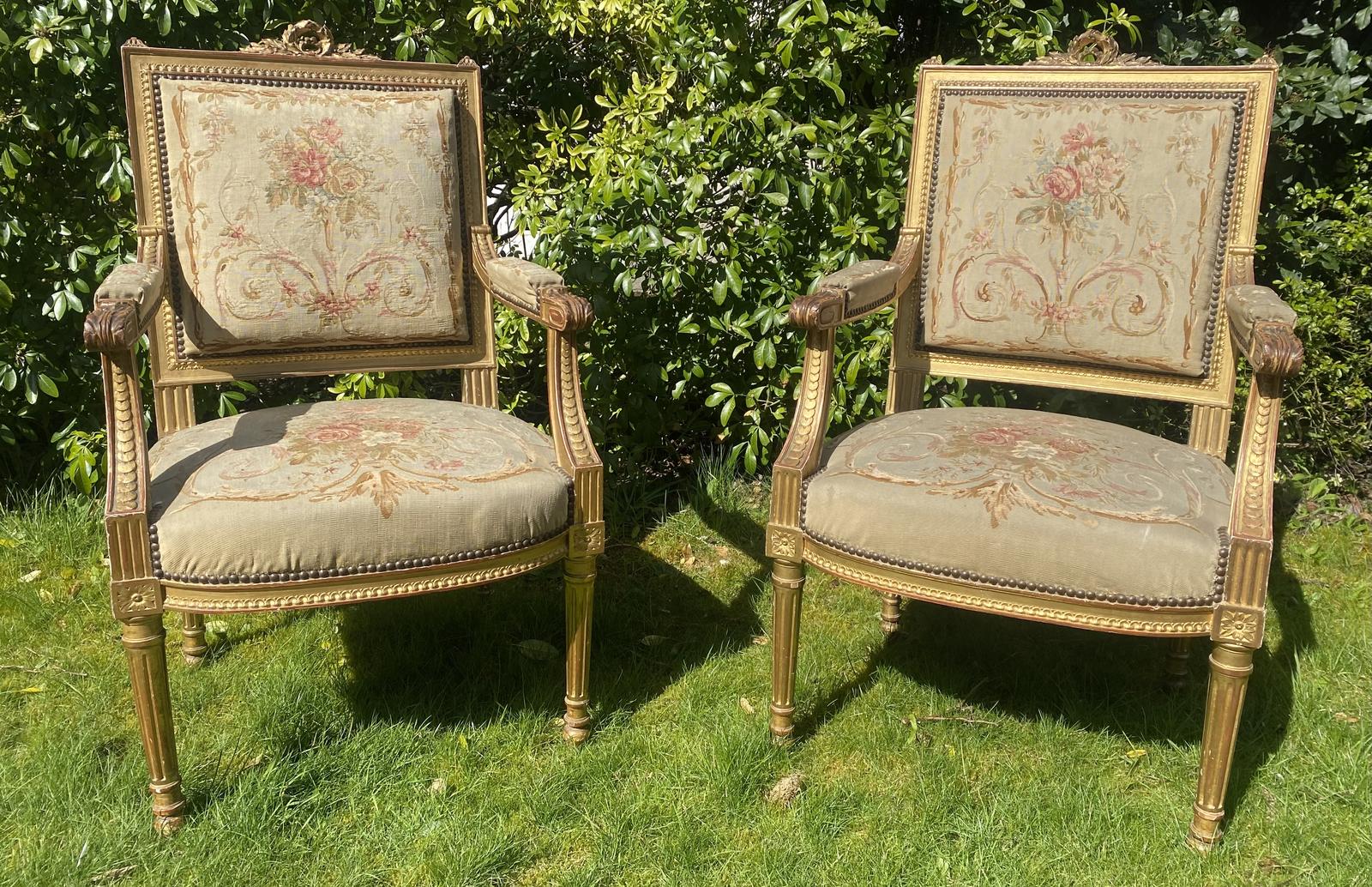 Pair of Giltwood Needlepoint Armchairs (1 of 5) Pair of Giltwood Needlepoint Armchairs (1 of 5)
