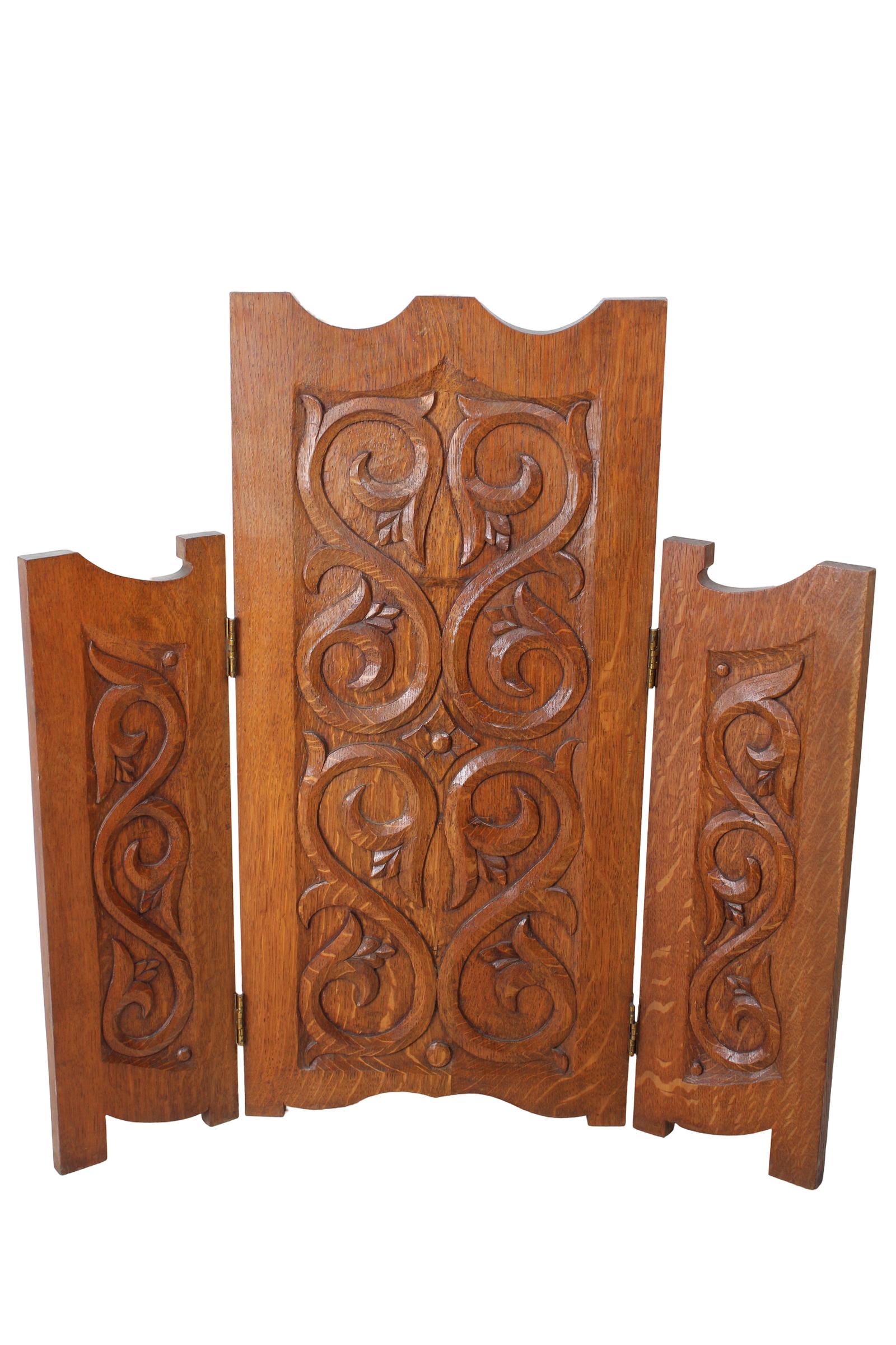 Edwardian Arts & Crafts Oak Fire Screen (1 of 13)