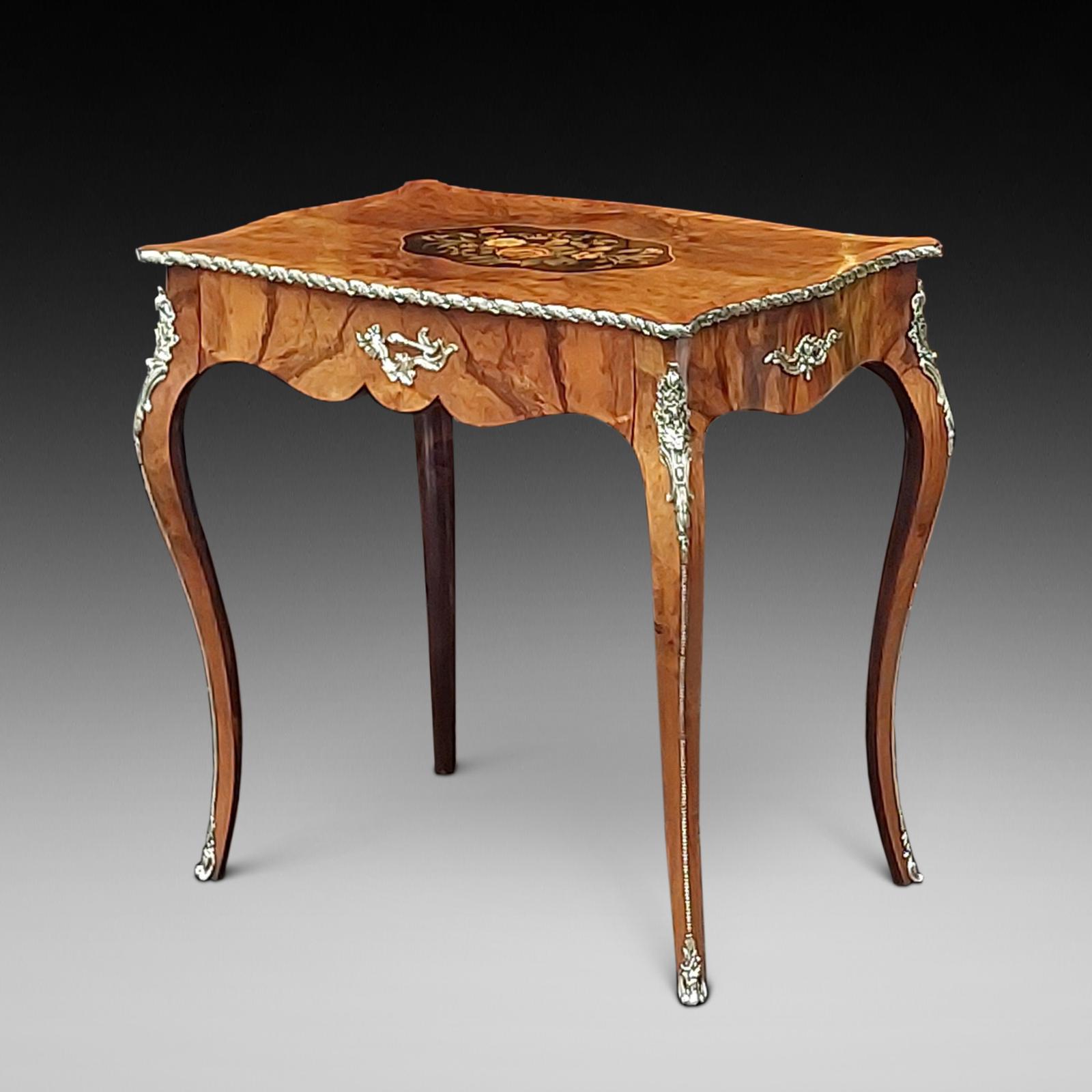 Early 20thc French Marquetry Inlaid Walnut Table (1 of 12)