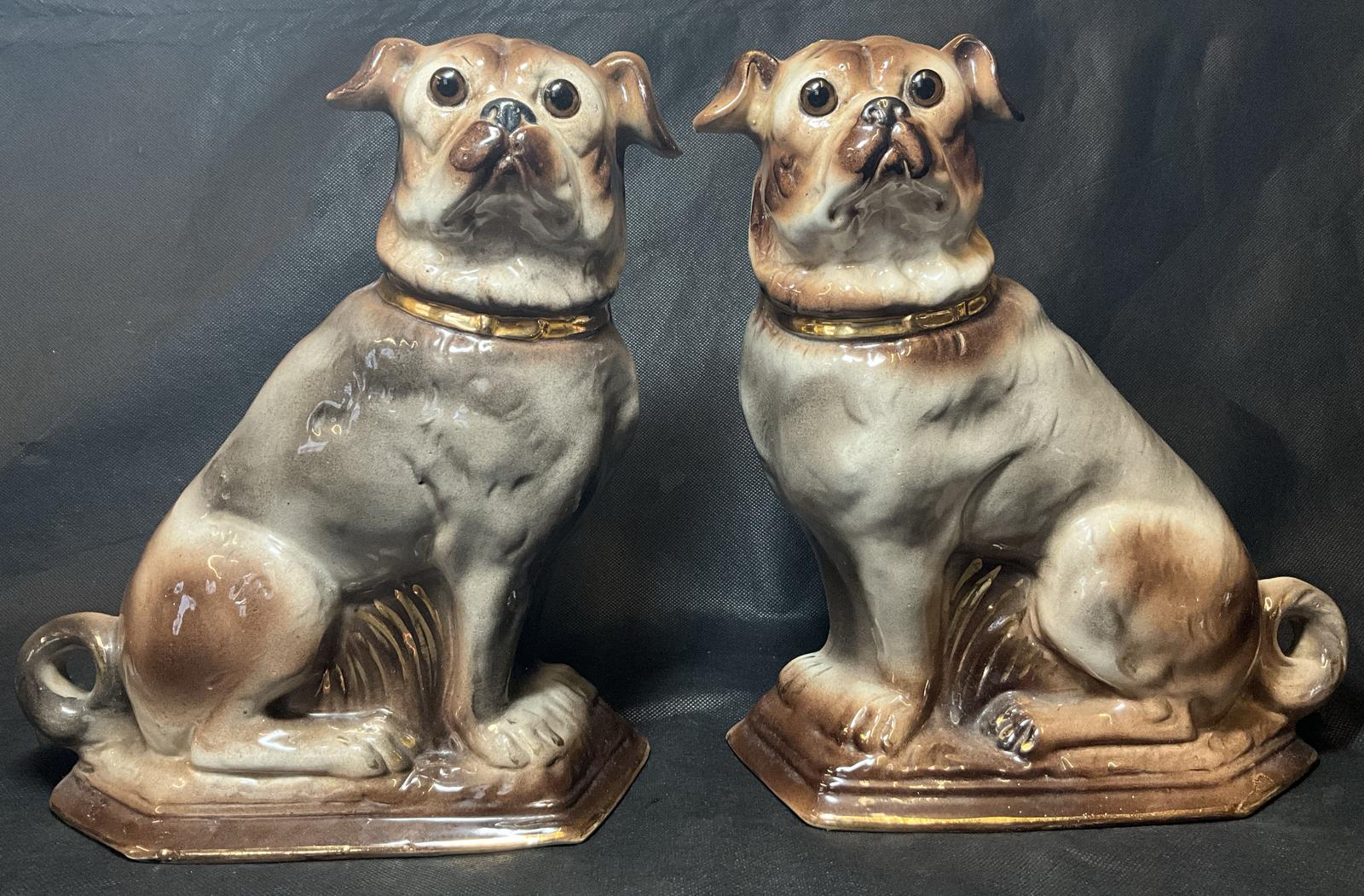 Pair of Pottery Staffordshire Pugs (1 of 15)