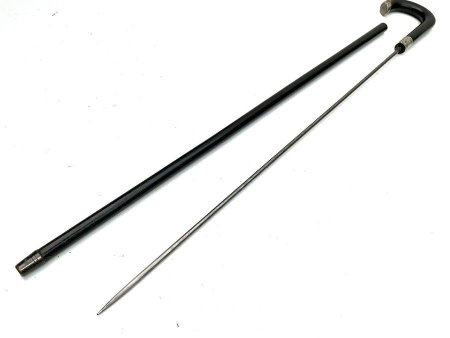 GENTS WALKING STICK SWORD STICK WITH SILVER MOUNTS (1 of 16)