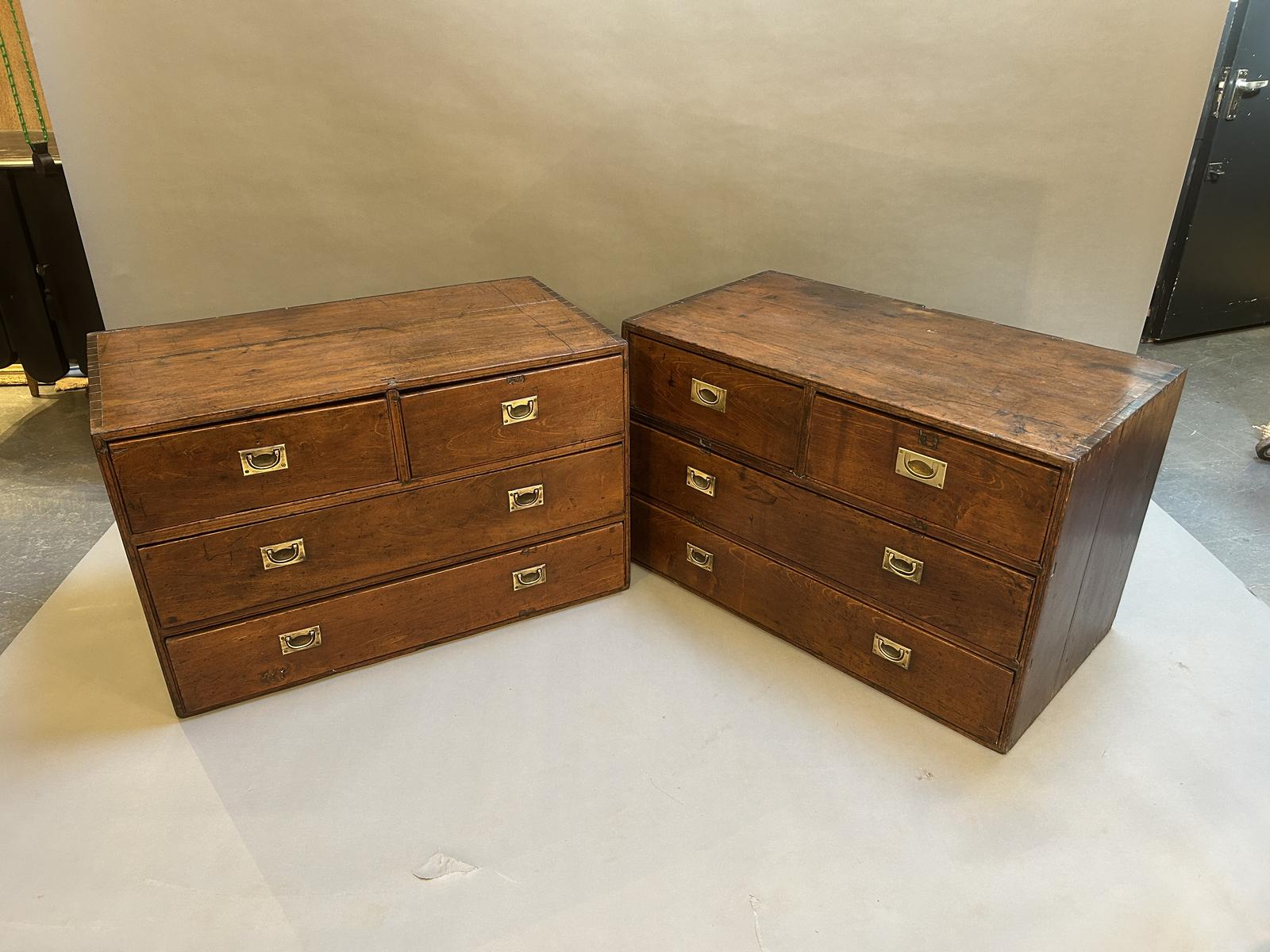 Pair Colonial Campaign  Chest of Drawers (1 of 15)