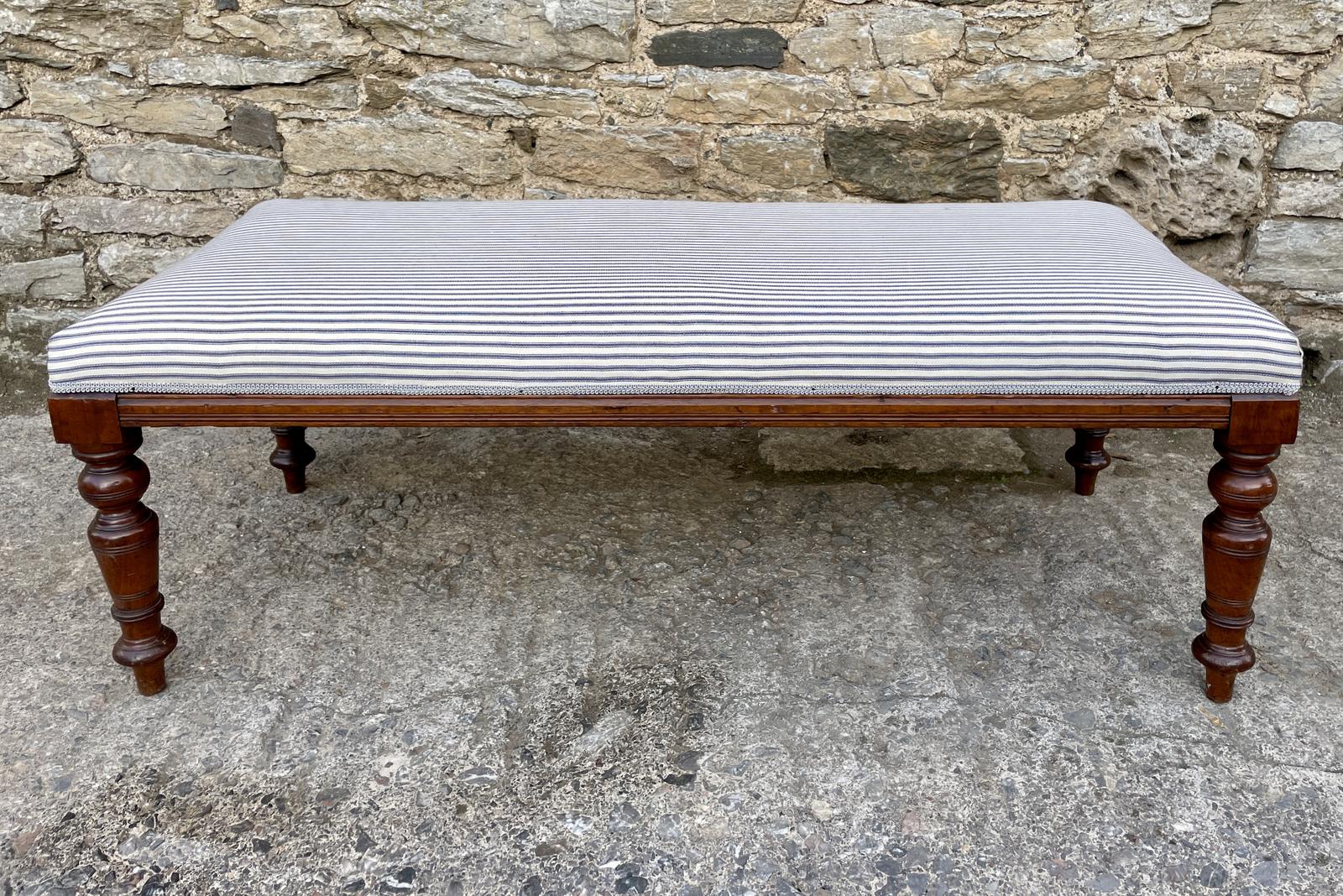 Large Victorian Mahogany Upholstered Stool (1 of 11)