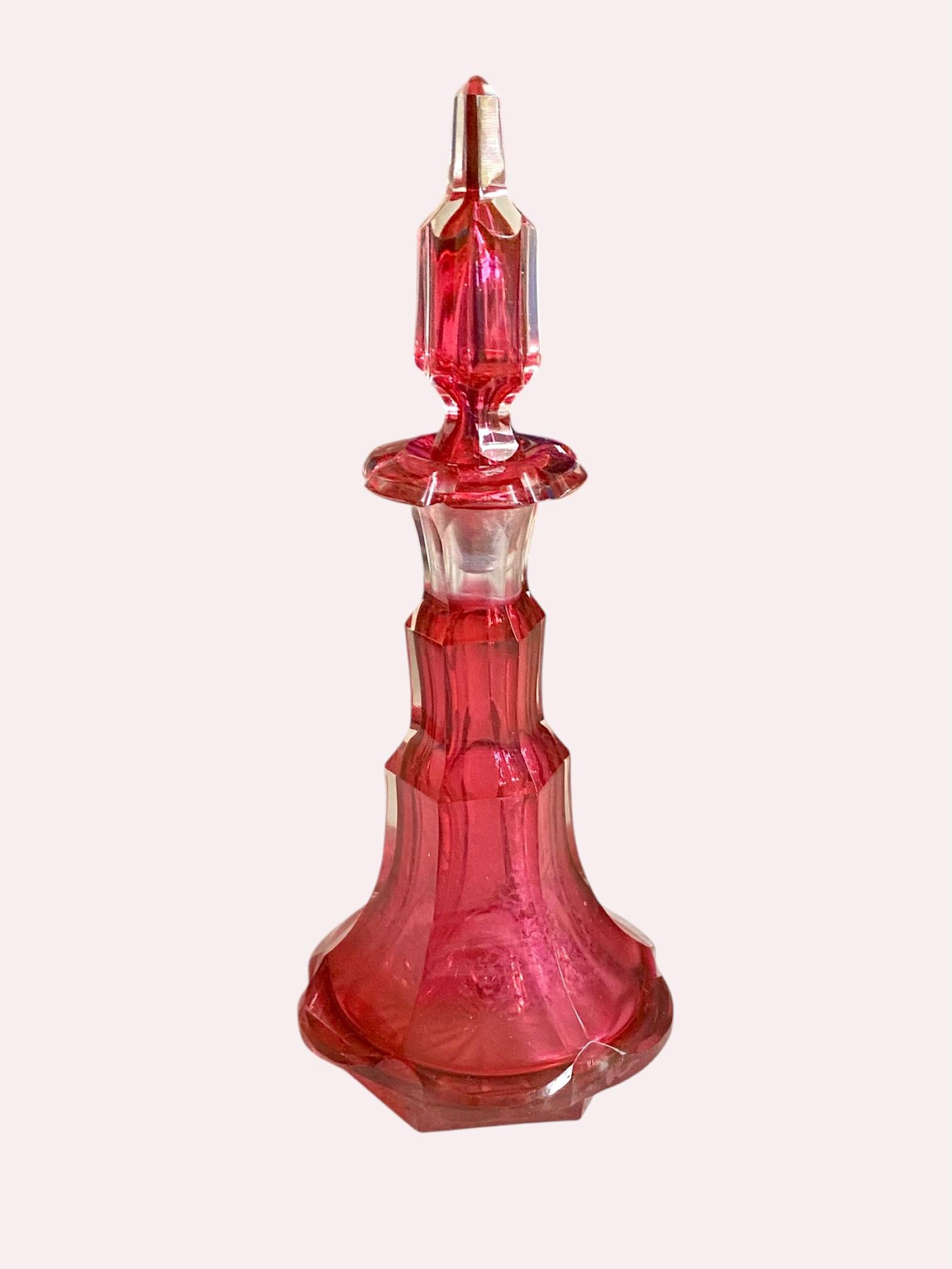 Antique Bohemian Perfume Scent Bottle Cranberry & Clear Glass Circa 1900 (1 of 5) Antique Bohemian Perfume Scent Bottle Cranberry & Clear Glass Circa 1900 (1 of 5)
