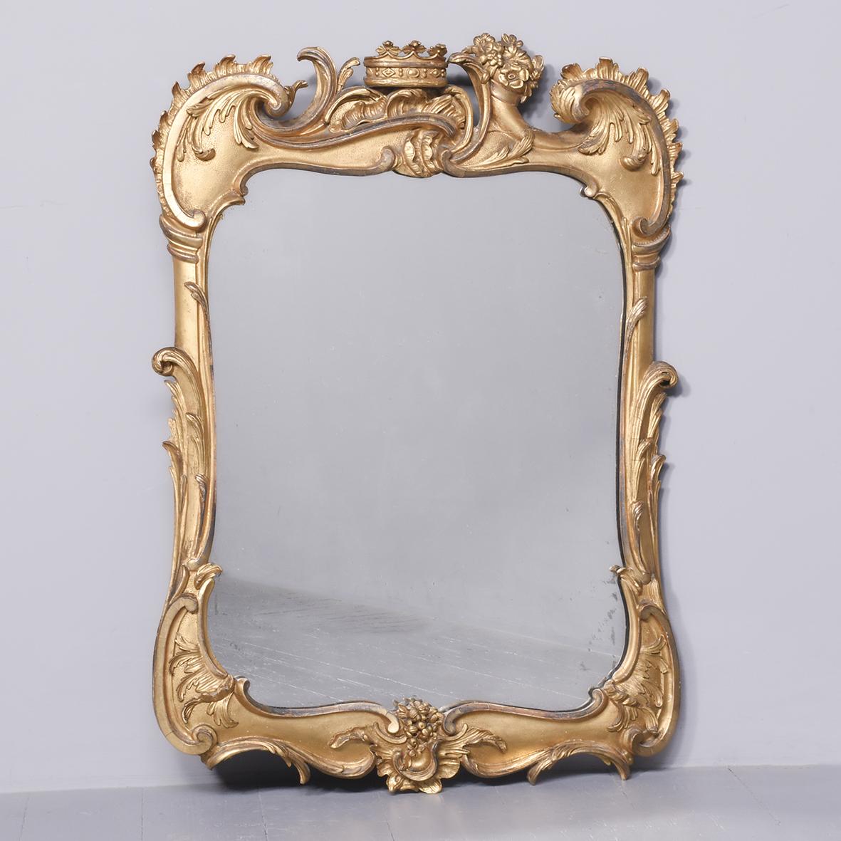 Mid 19th Century Carved Wood & Gilded Wall Mirror (1 of 7)