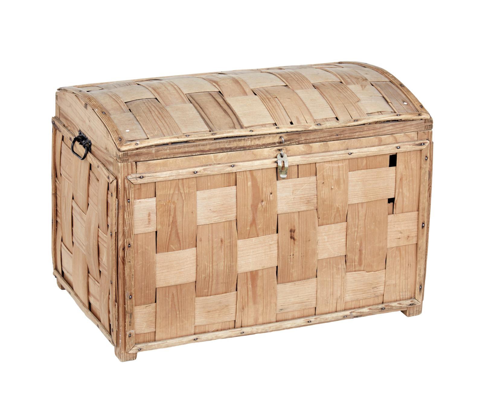 Late 19th Century Scandinavian Woven Pine Dome Top Trunk (1 of 9)