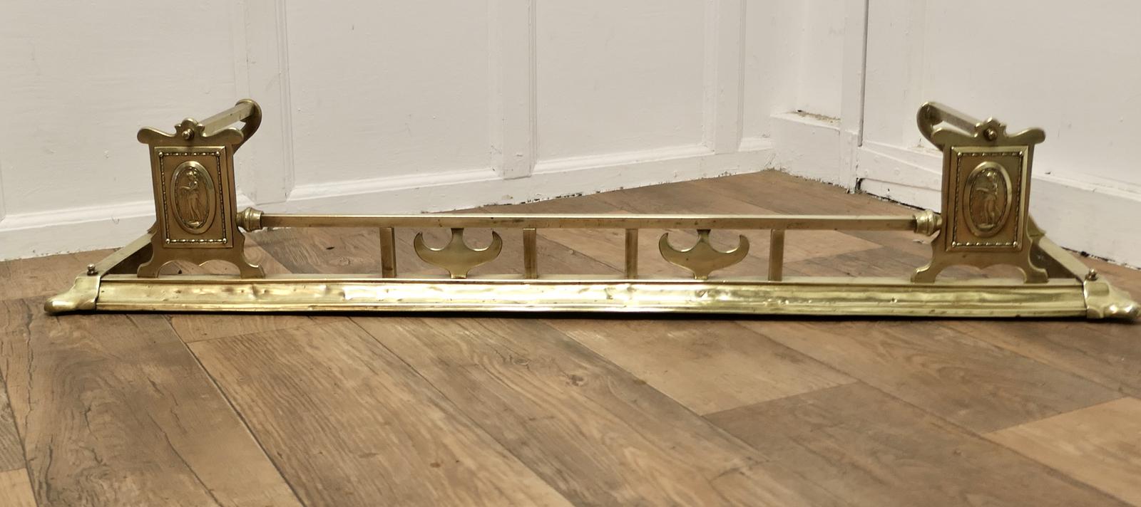 Large Victorian Art Nouveau Brass Fender (1 of 7)