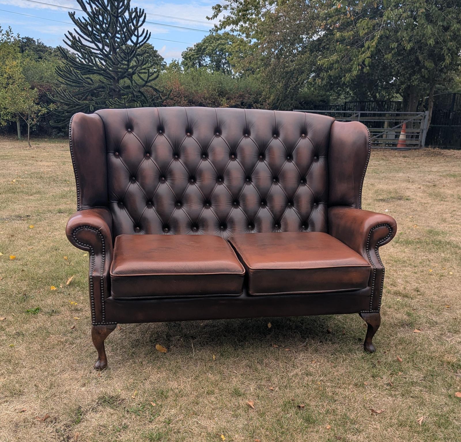 Vintage Brown Leather Chesterfield Wingback Sofa - Delivery Available 0370 (1 of 12) Vintage Brown Leather Chesterfield Wingback Sofa - Delivery Available 0370 (1 of 12)