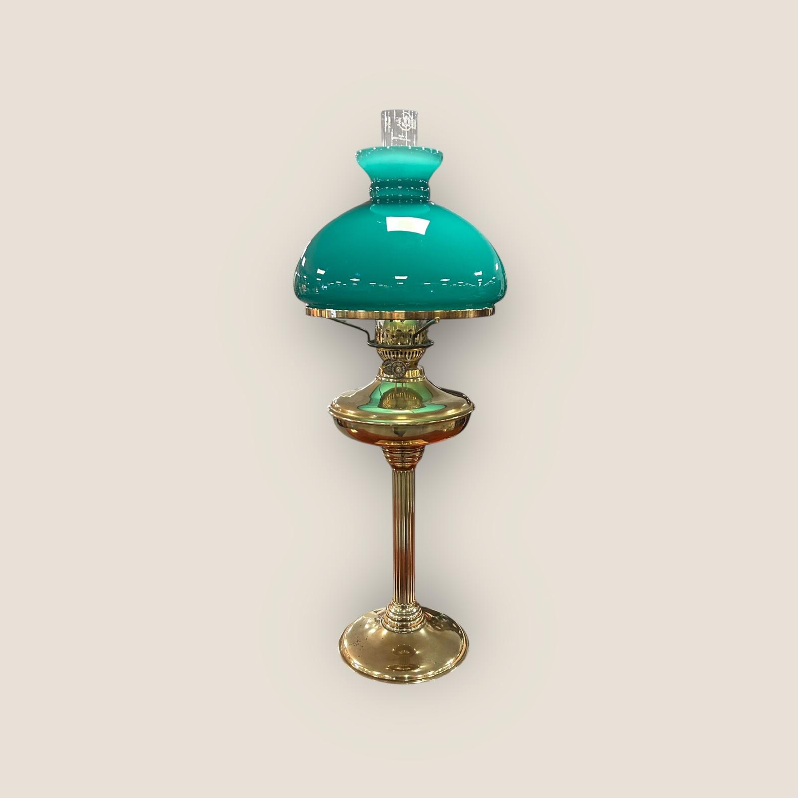 Antique Style Brass Oil Lamp With Glass Shade (1 of 6)