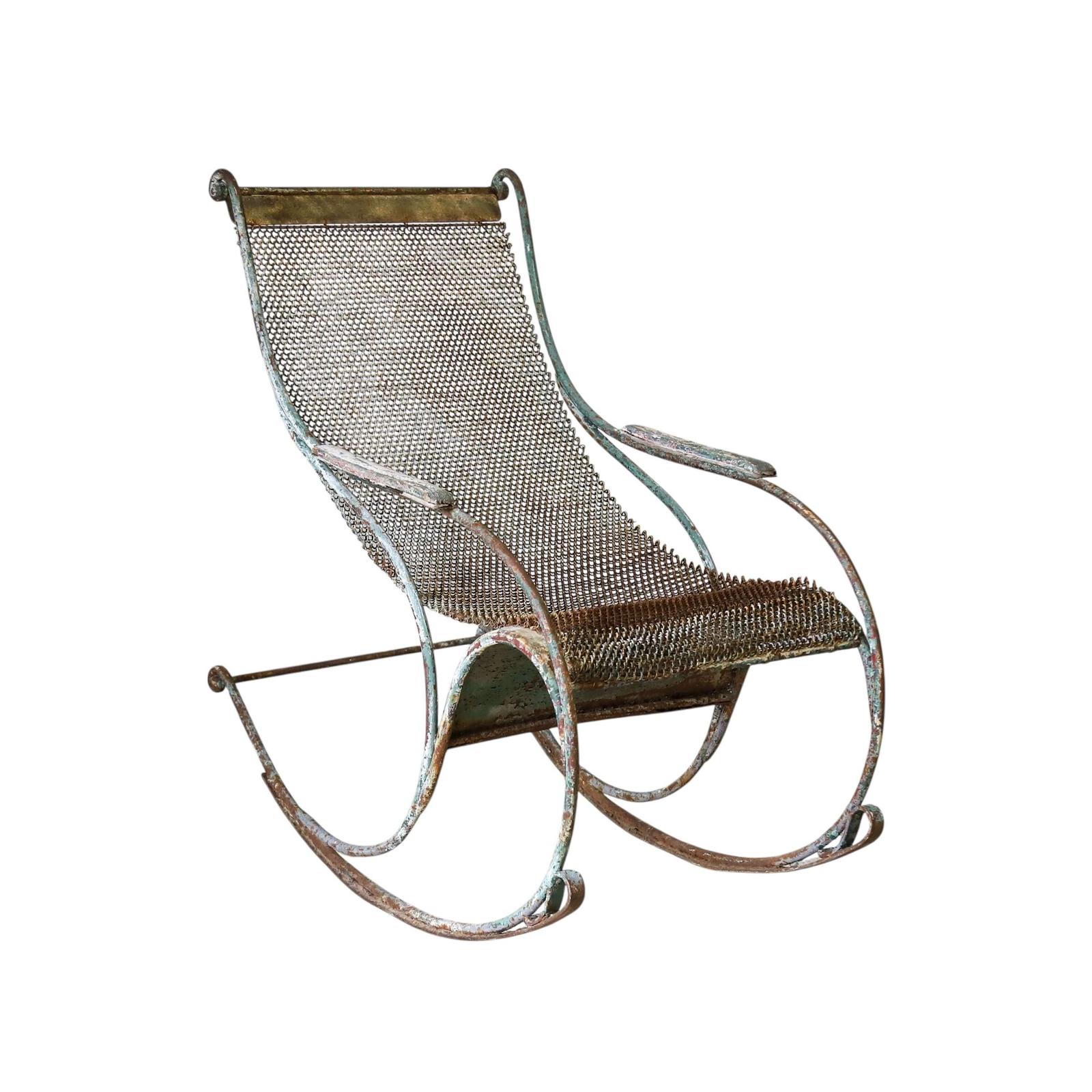 Rare French 19th Century Chain Link Rocking Chair with Time-Worn Patina (1 of 13)